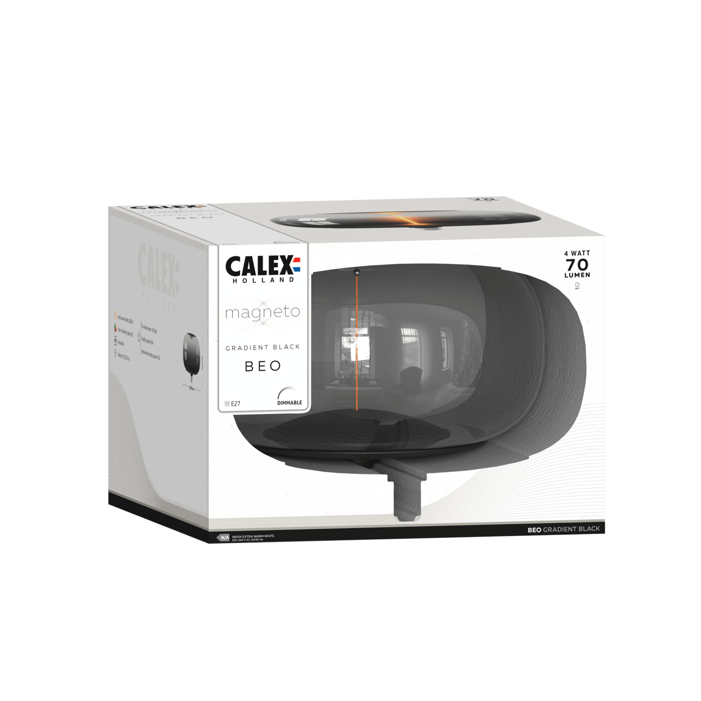 Calex Magneto Beo LED Lamp - E27 - Black - 4W - Dimmable