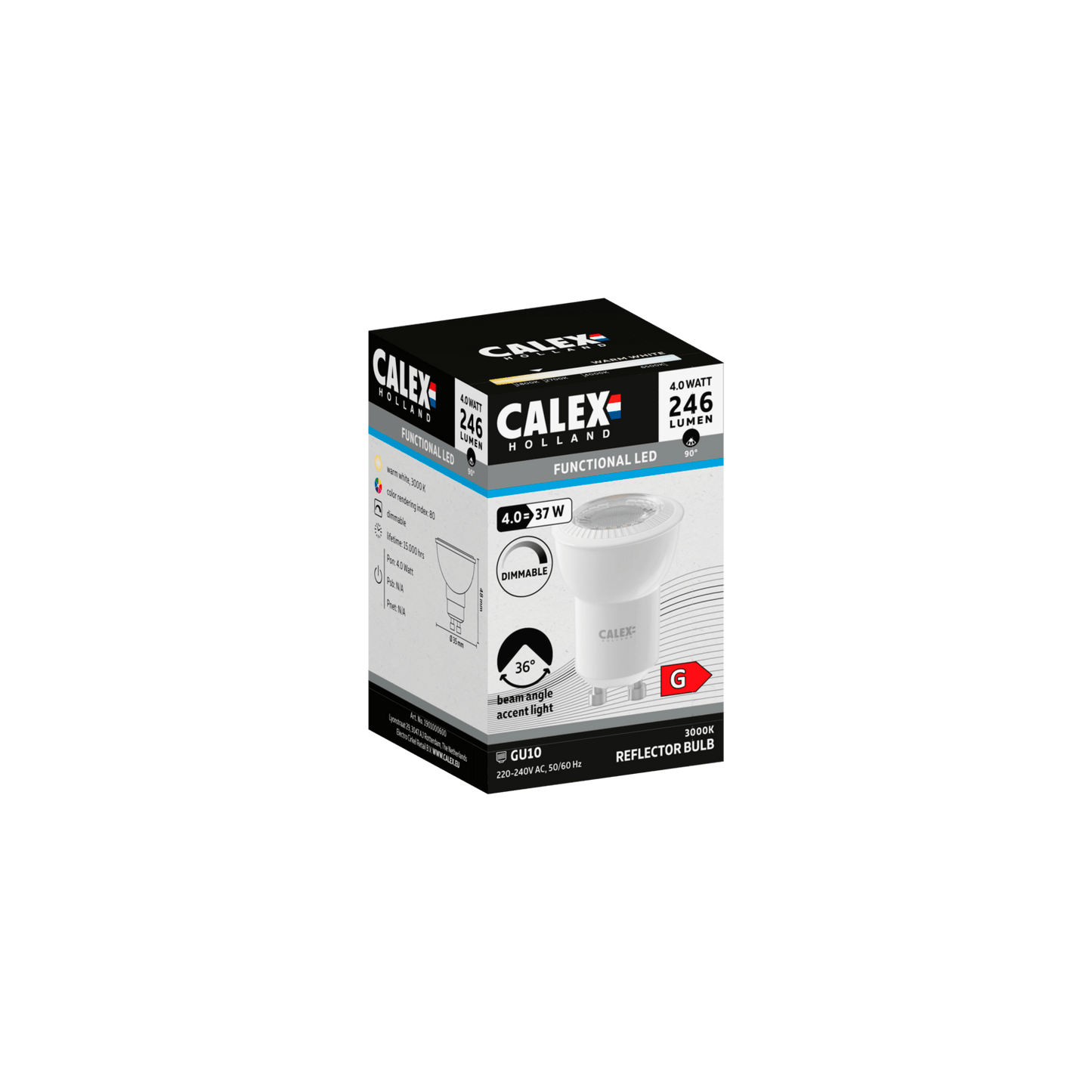 Calex Softline LED Lamp - E14 - B35 - White - 3.5W - Dimmable