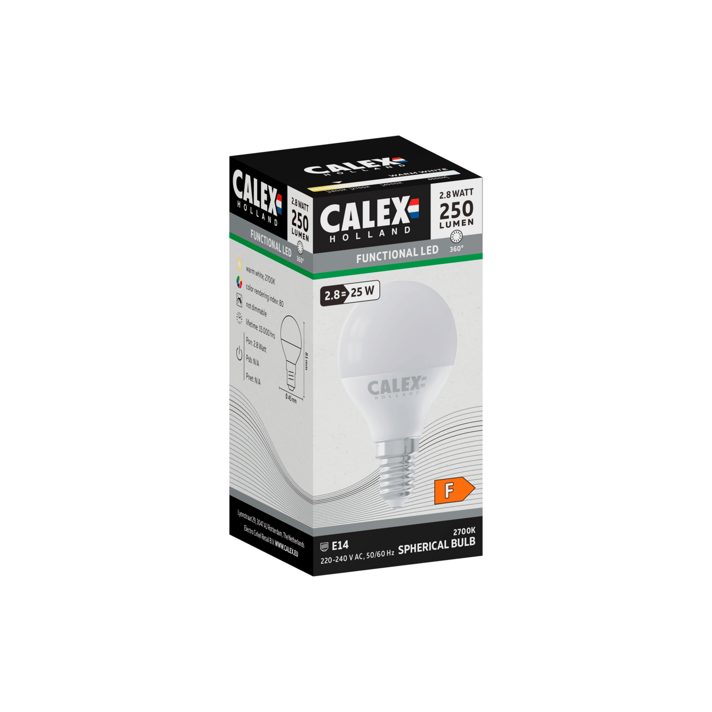 Calex SMD LED Lamp - E14 - P45 - White - 2.8W