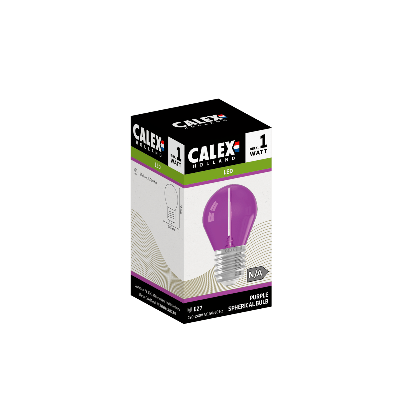Calex Party Bulb - E27 - G45 - Purple - 1W