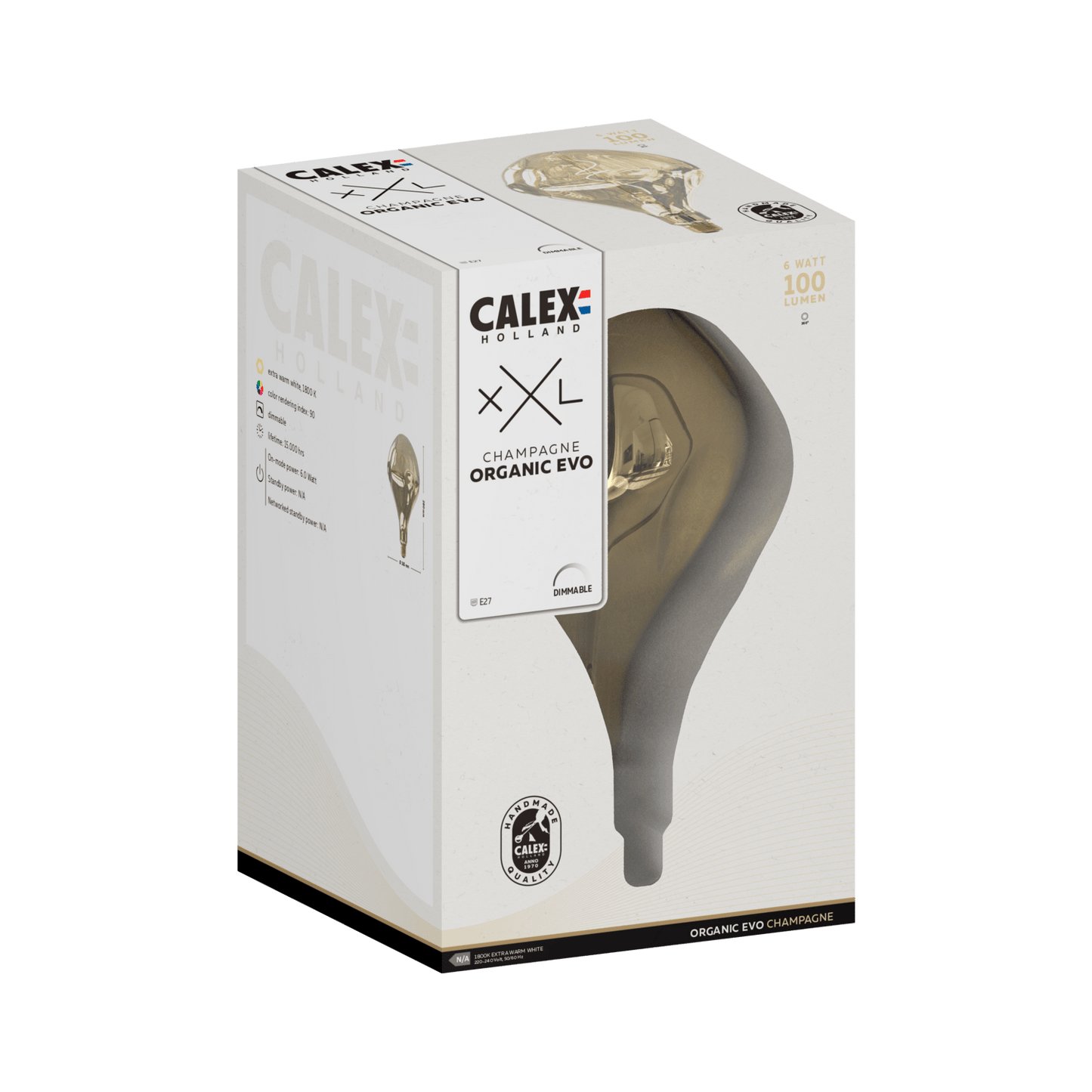 Calex XXL Organic EVO LED Bulb Champagne - E27 - 6W - Dimmable