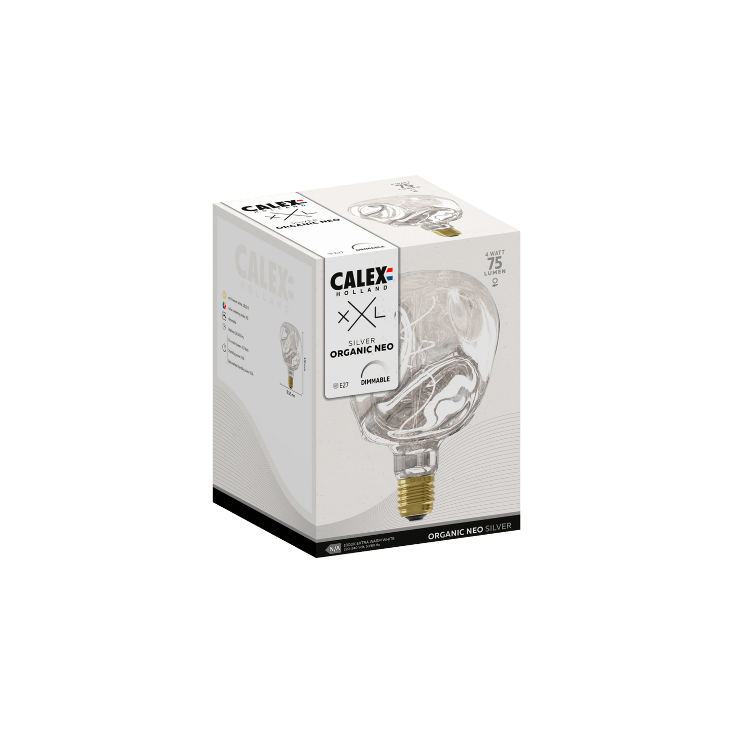 Calex XXL Organic NEO LED Bulb Silver - E27 - 4W - Dimmable