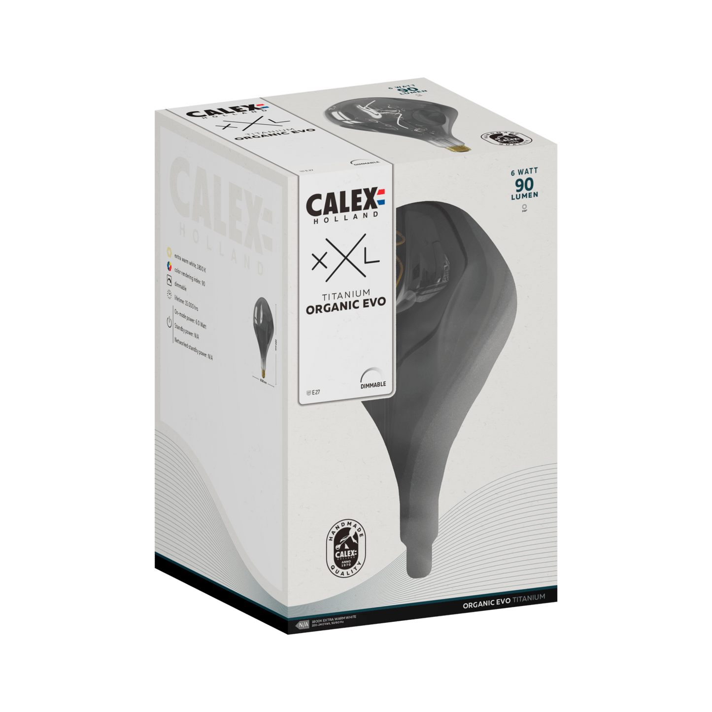 Calex XXL Organic EVO LED Bulb Titanium - E27 - 6W - Dimmable
