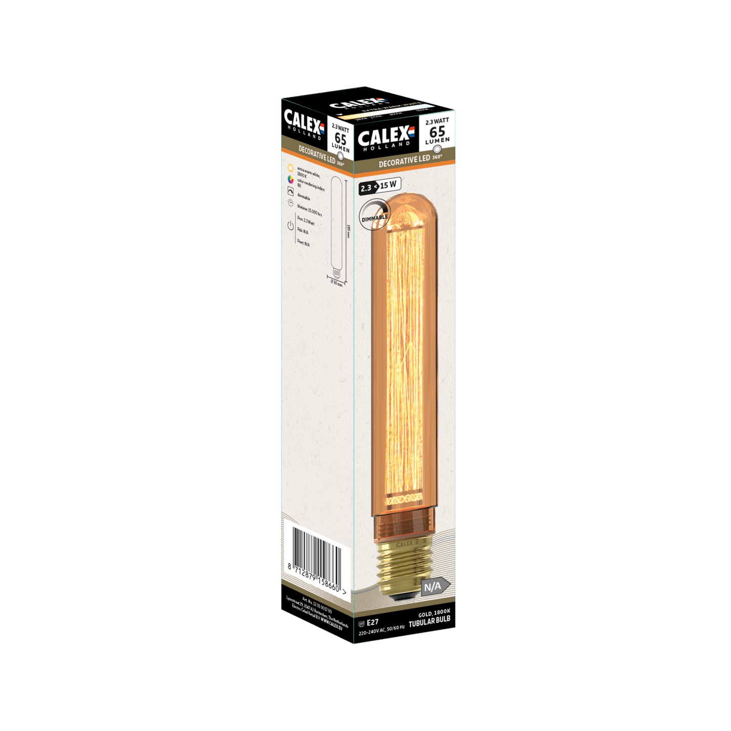 Calex Crown LED Bulb - E27 - T30 - Gold - 2.3W - Dimmable