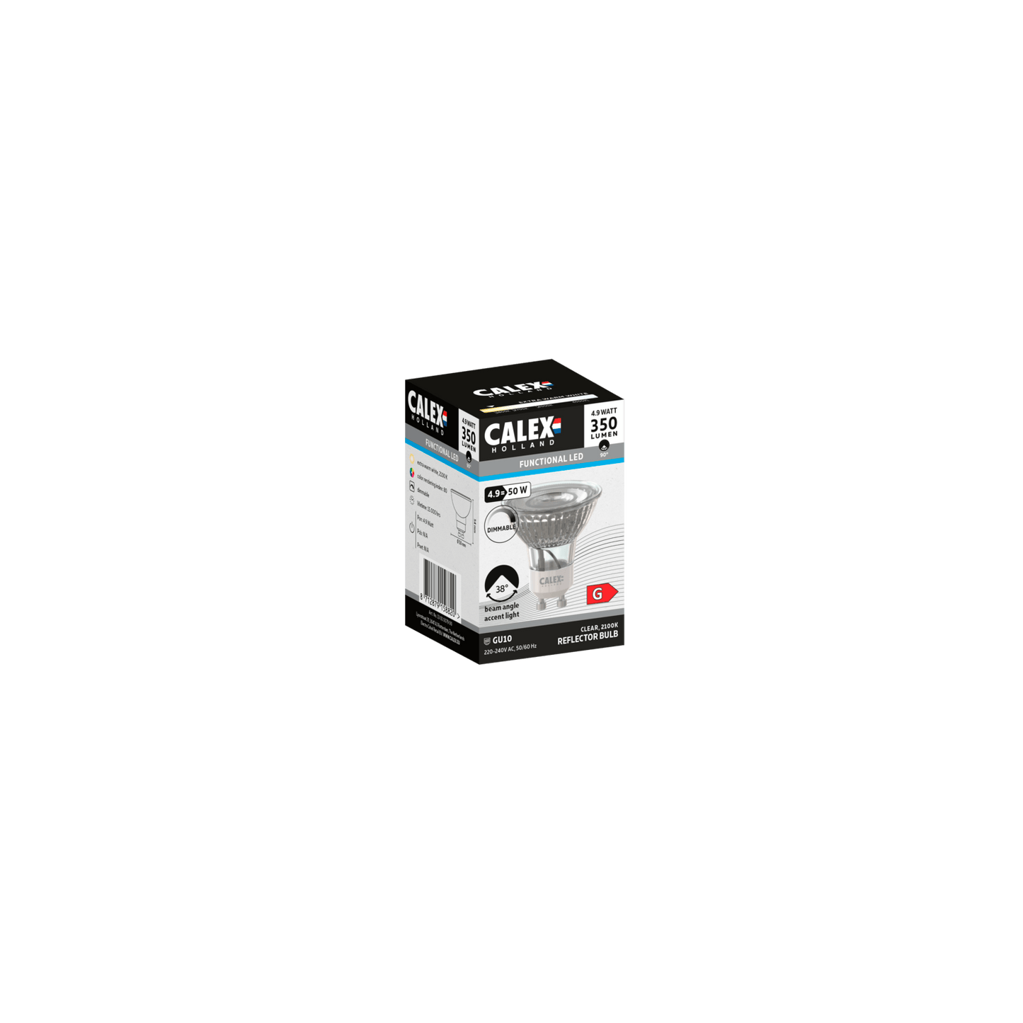 Calex SMD Reflector LED Lamp - GU10 - Chrome - 4.9W - Dimmable