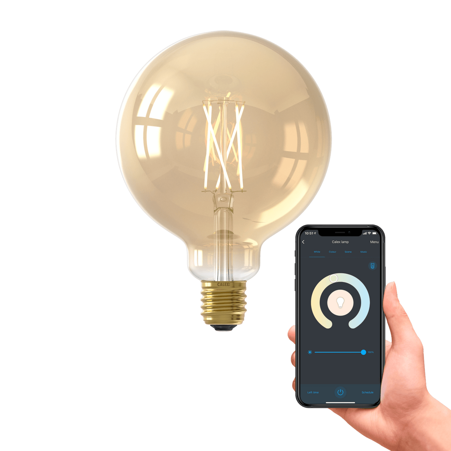 Calex Smart LED Bulb - E27 - Filament - G125 - Gold - Warm White - 7W