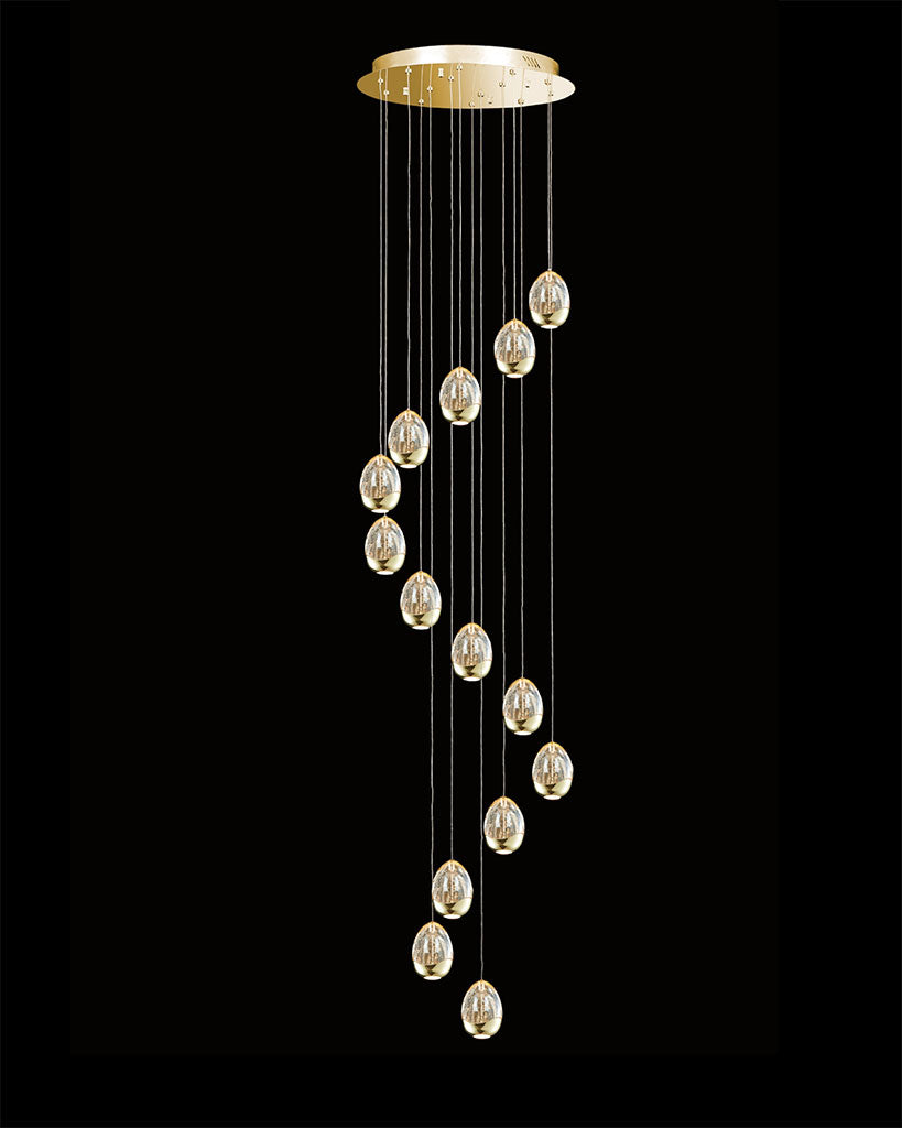 Terrene 14Lt Spiral Pendant Gold Dimmable Light
