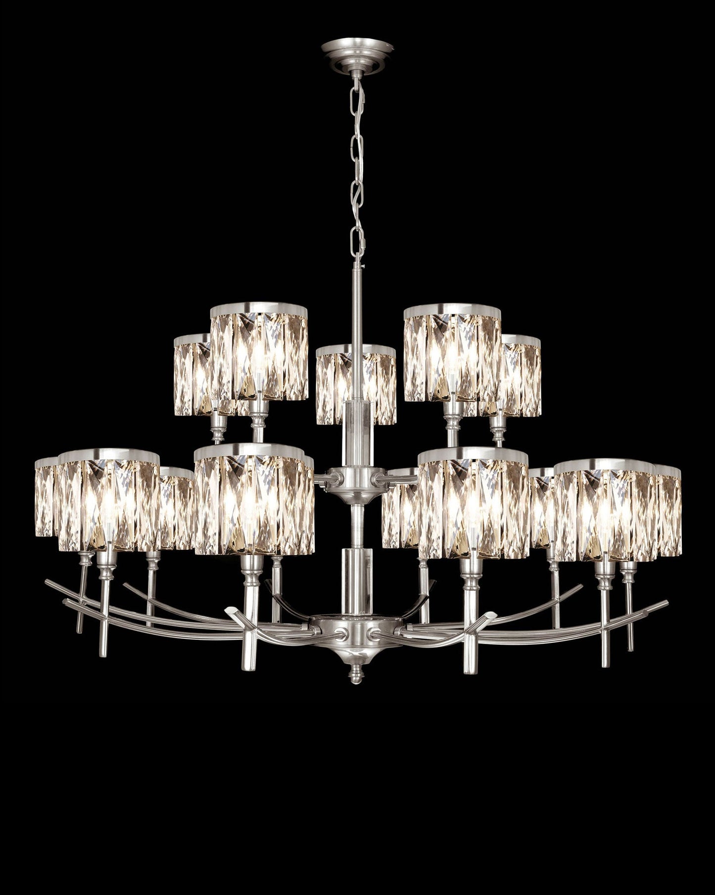 Opulence 15 Arm Chandelier Satin Nickel Light