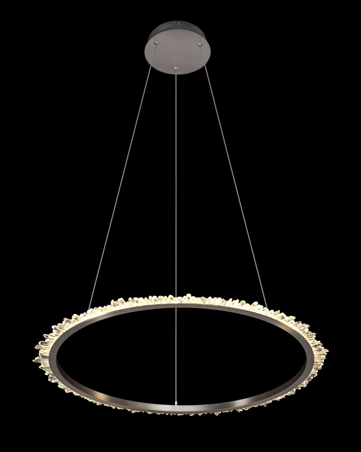 Quartz Halo Large Round Pendant 67.5cm Diam Satin Nickel Light