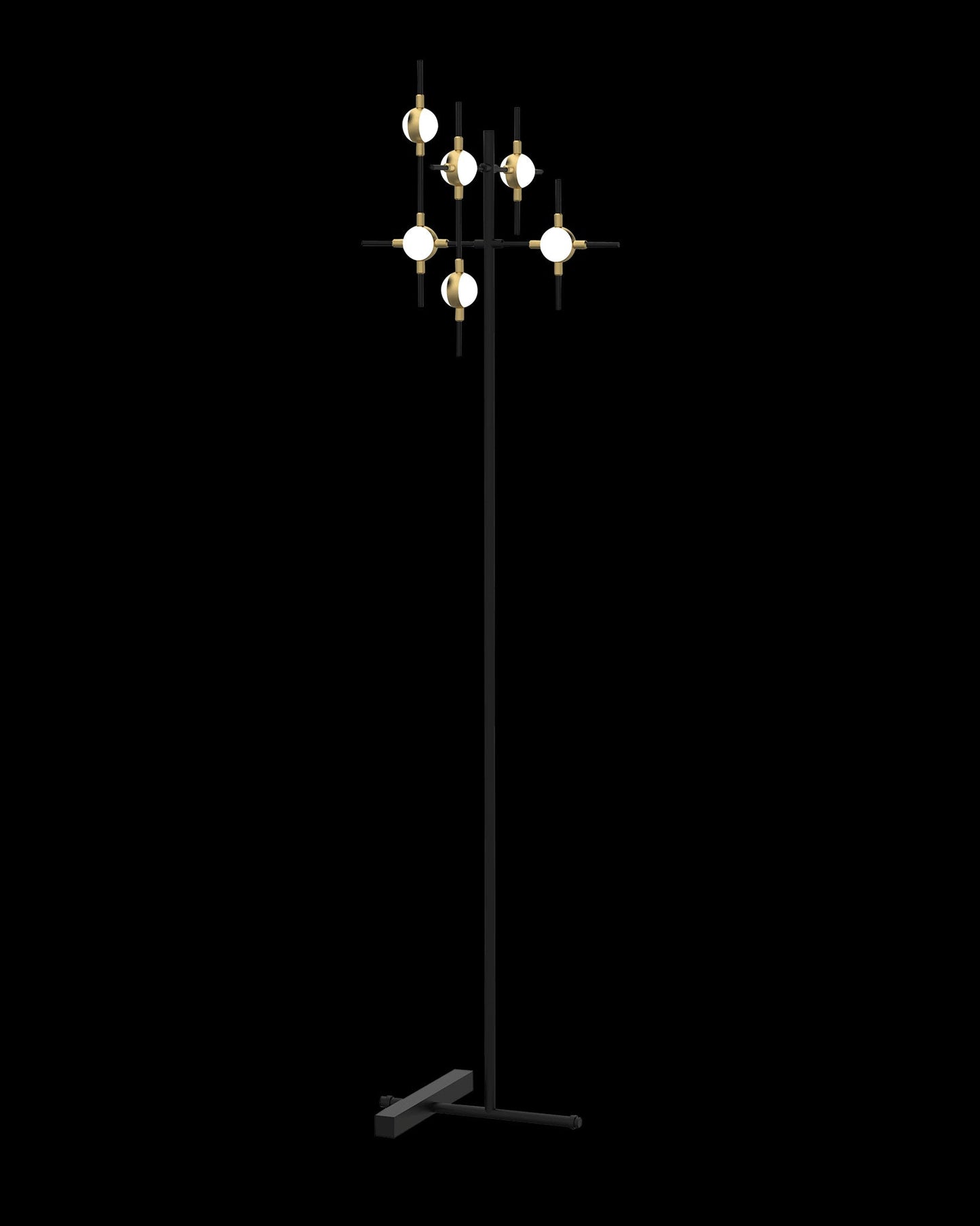 Molecular 6Lt Floor Lamp Black With Gold Model D Light