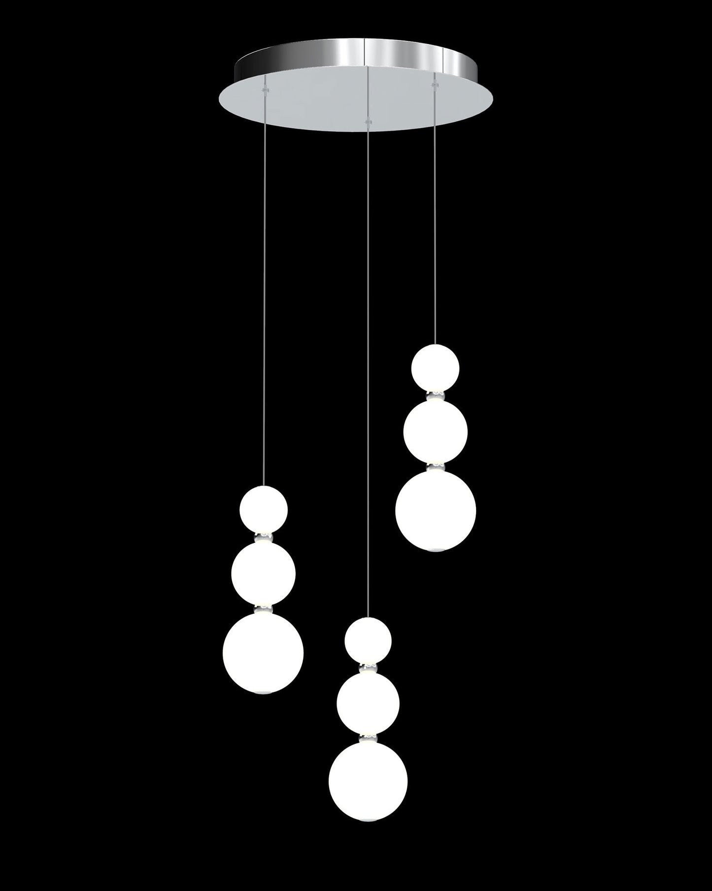 Pearl 3 Drop Round Pendant Chrome Light