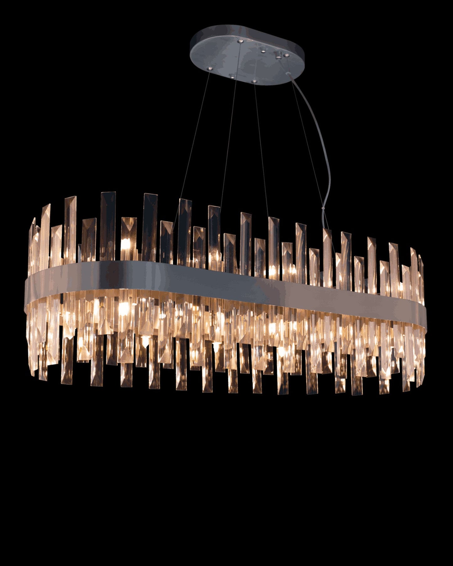 Zenna Large Oval Pendant Satin Nickel Light