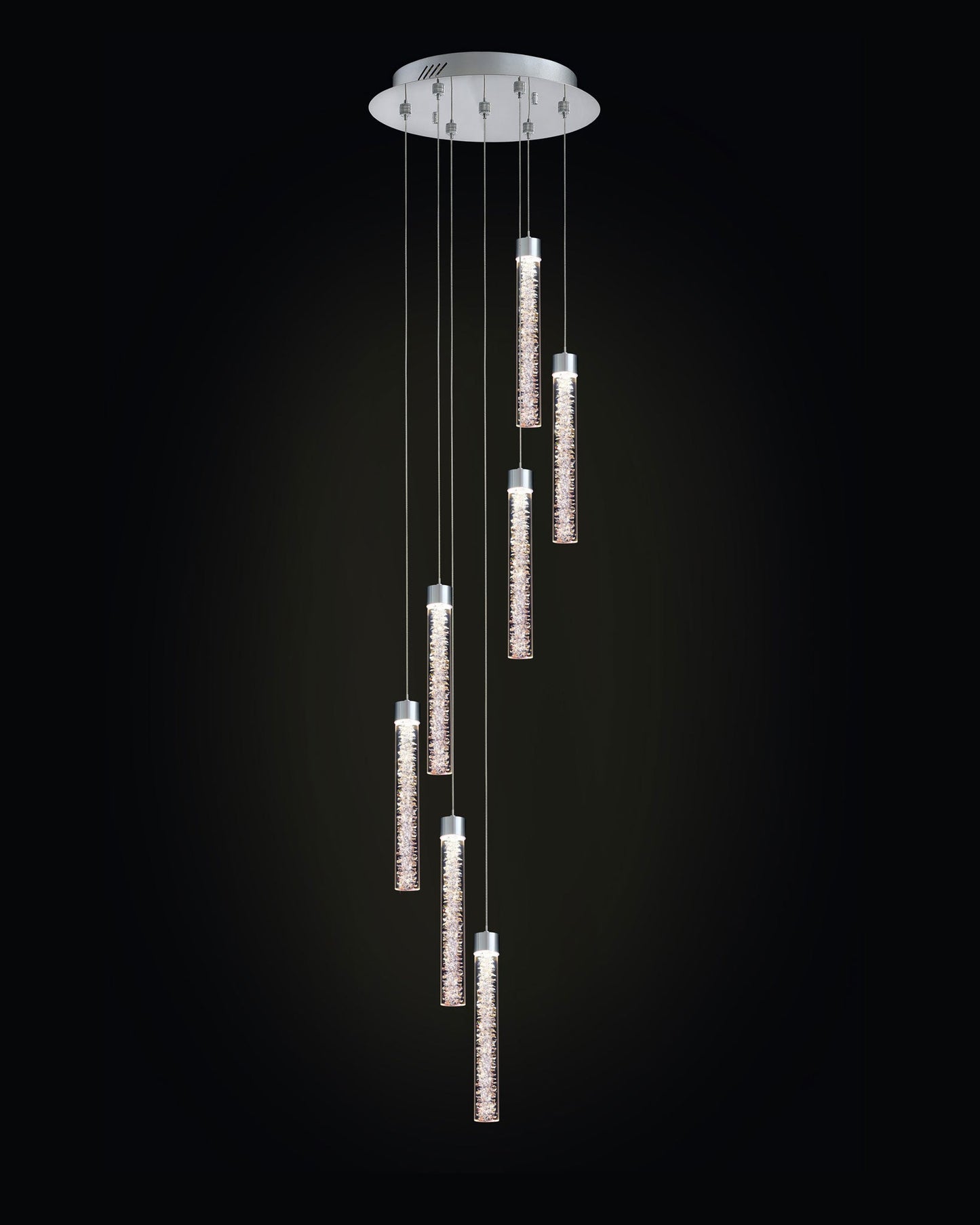 Crackle 7LT Round Pendant Chrome Light