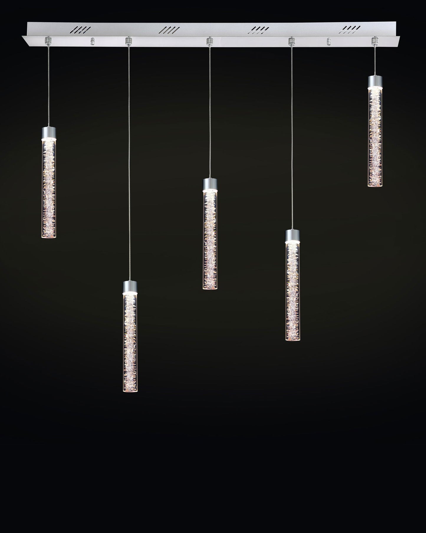 Crackle 5LT Bar Pendant Chrome Light