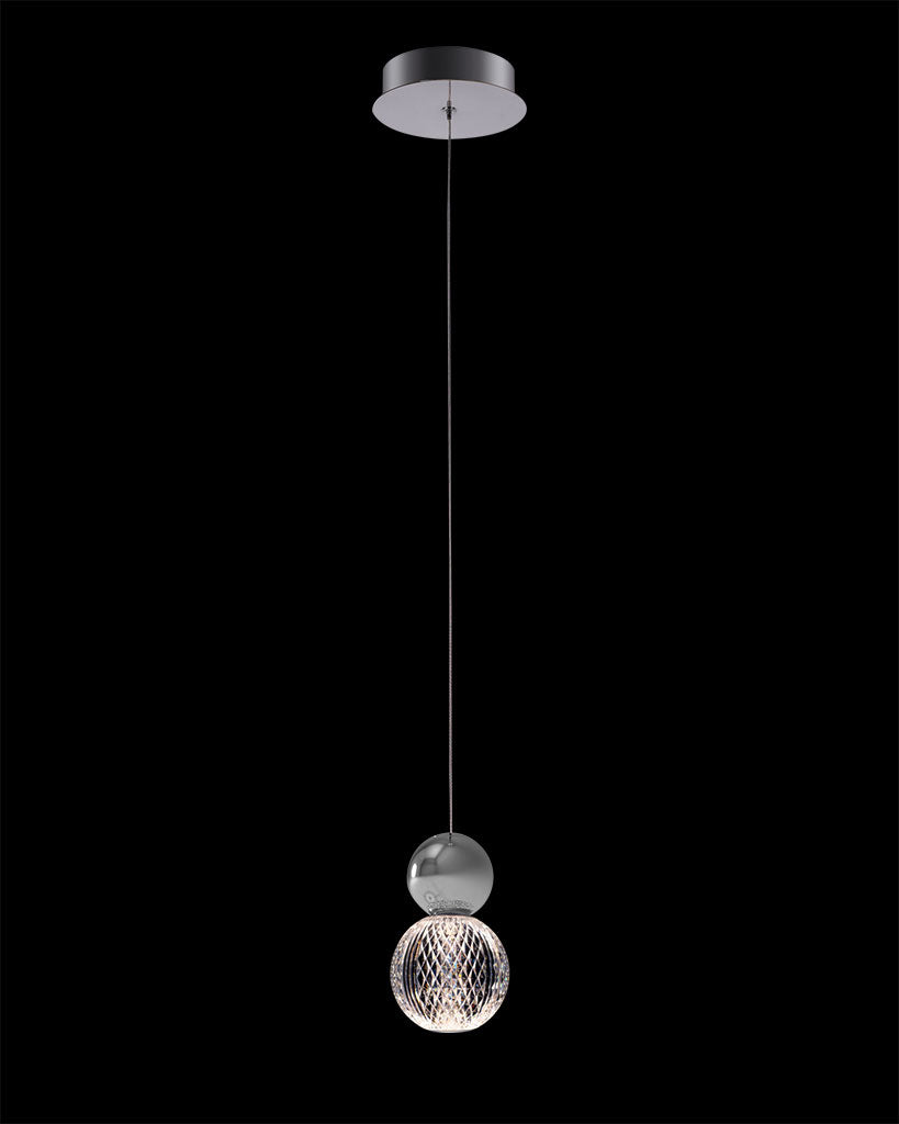 Diamante Embellished Single Droplet Pendant Chrome Light