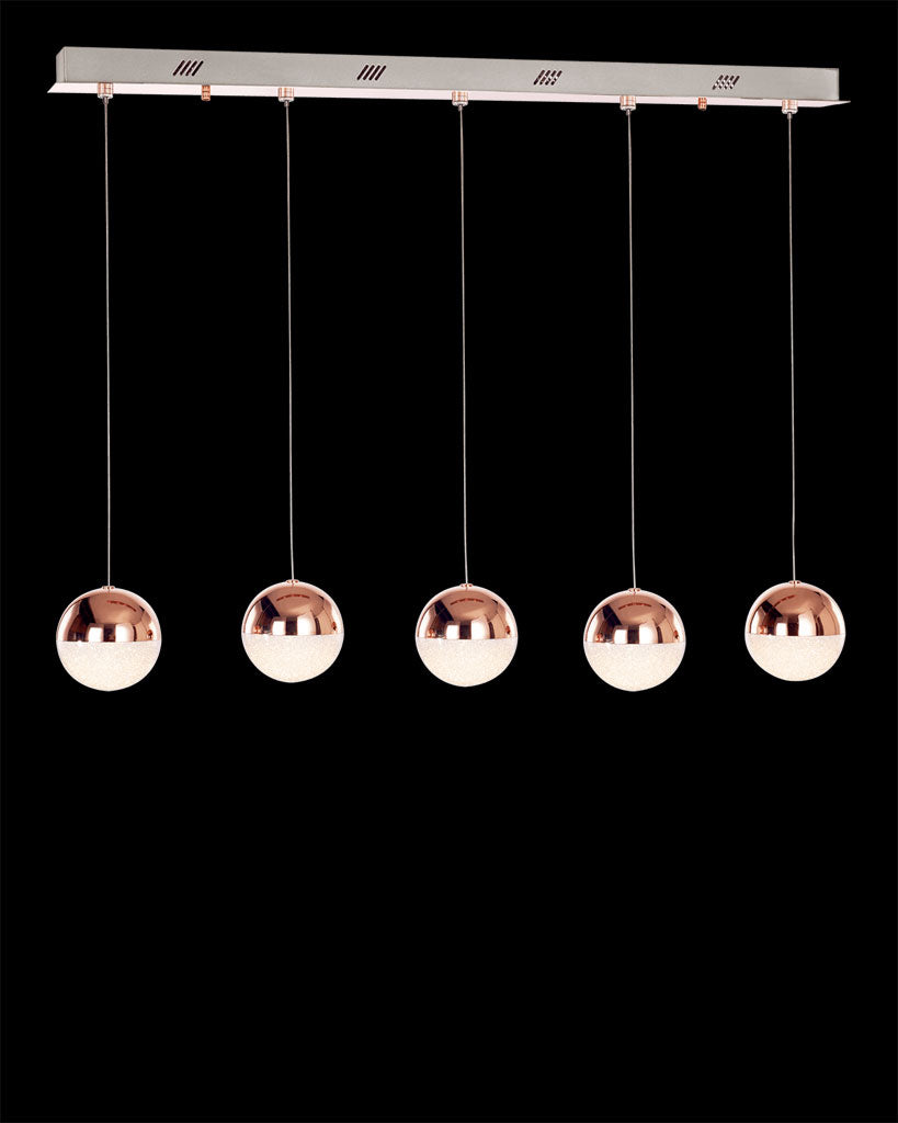 Eclipse 5Lt Bar Pendant Copper Dimmable Light