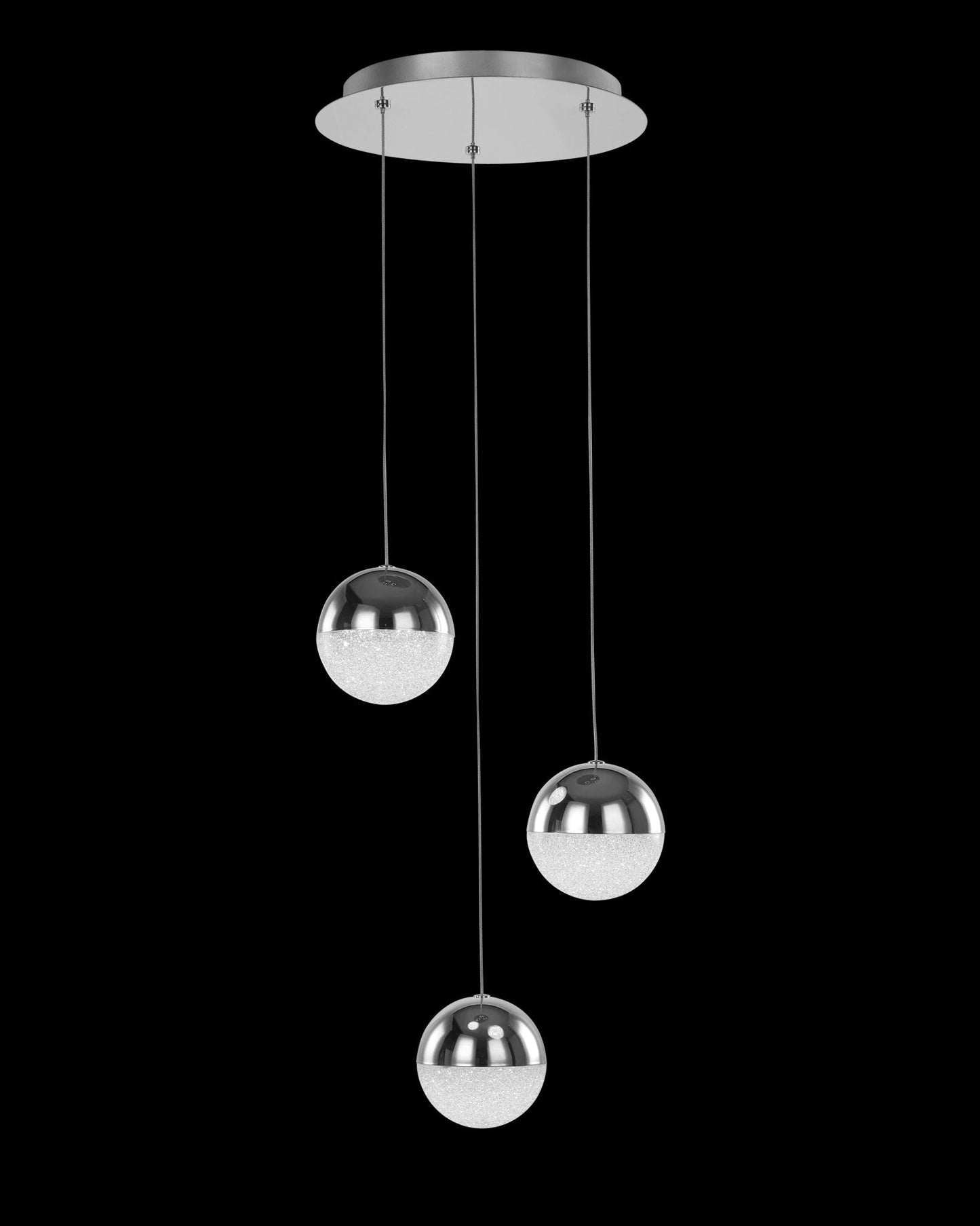 Eclipse 3Lt Round Pendant Chrome Dimmable Light