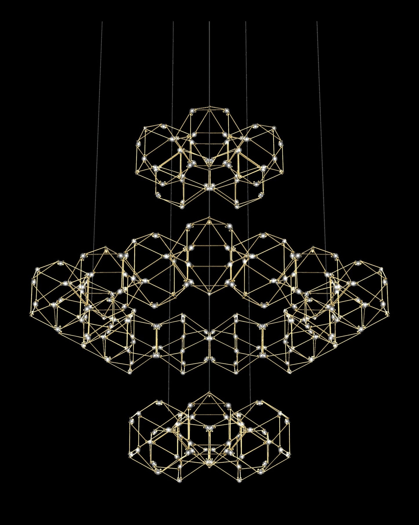 Lucciola 25 Prism 3 Tier Pendant Brass Light
