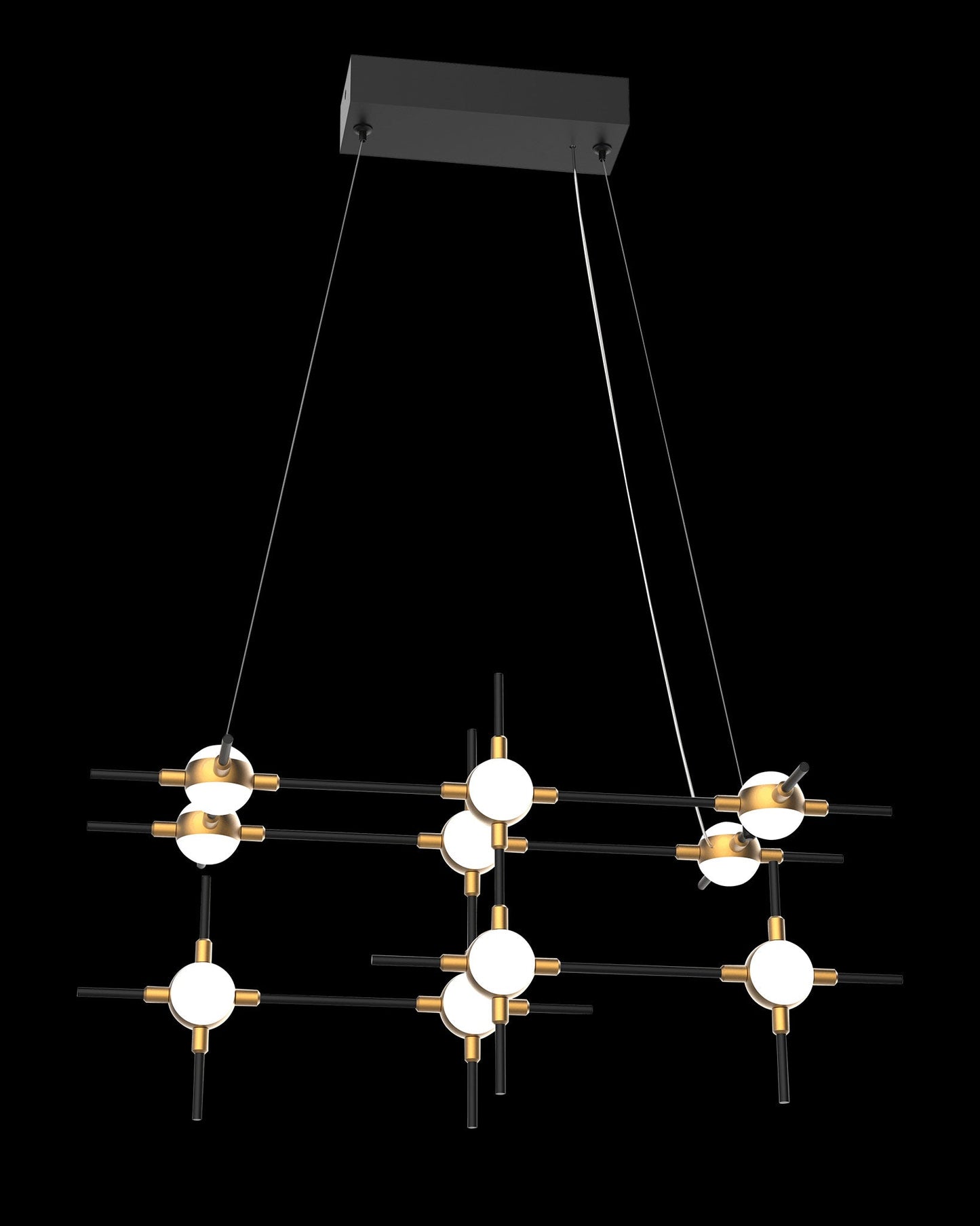 Molecular 10Lt Pendant Black With Gold Model F Light