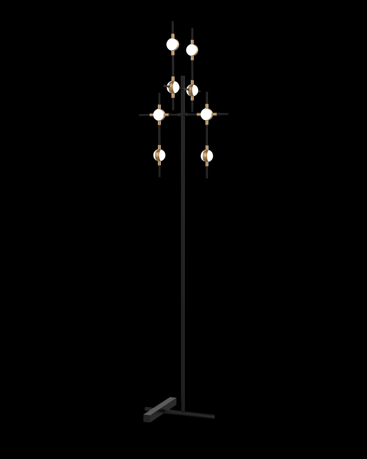 Molecular 8Lt Floor Lamp Black With Gold Model B Light