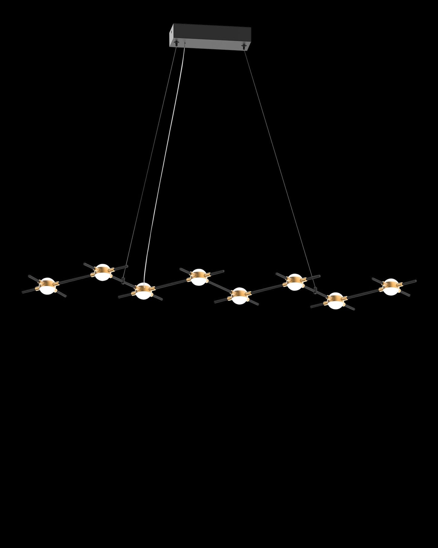 Molecular 8Lt Pendant Black With Gold Model D Light