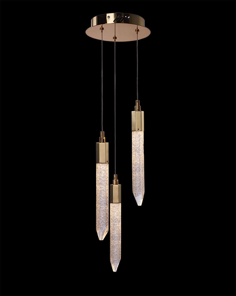 Shard 3Lt Round Pendant Gold Light