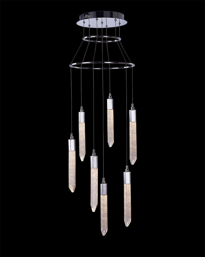Shard 7Lt Round Pendant Chrome Light