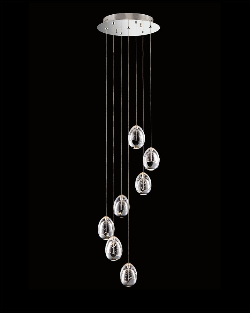 Terrene 7Lt Spiral Pendant Chrome Dimmable Light