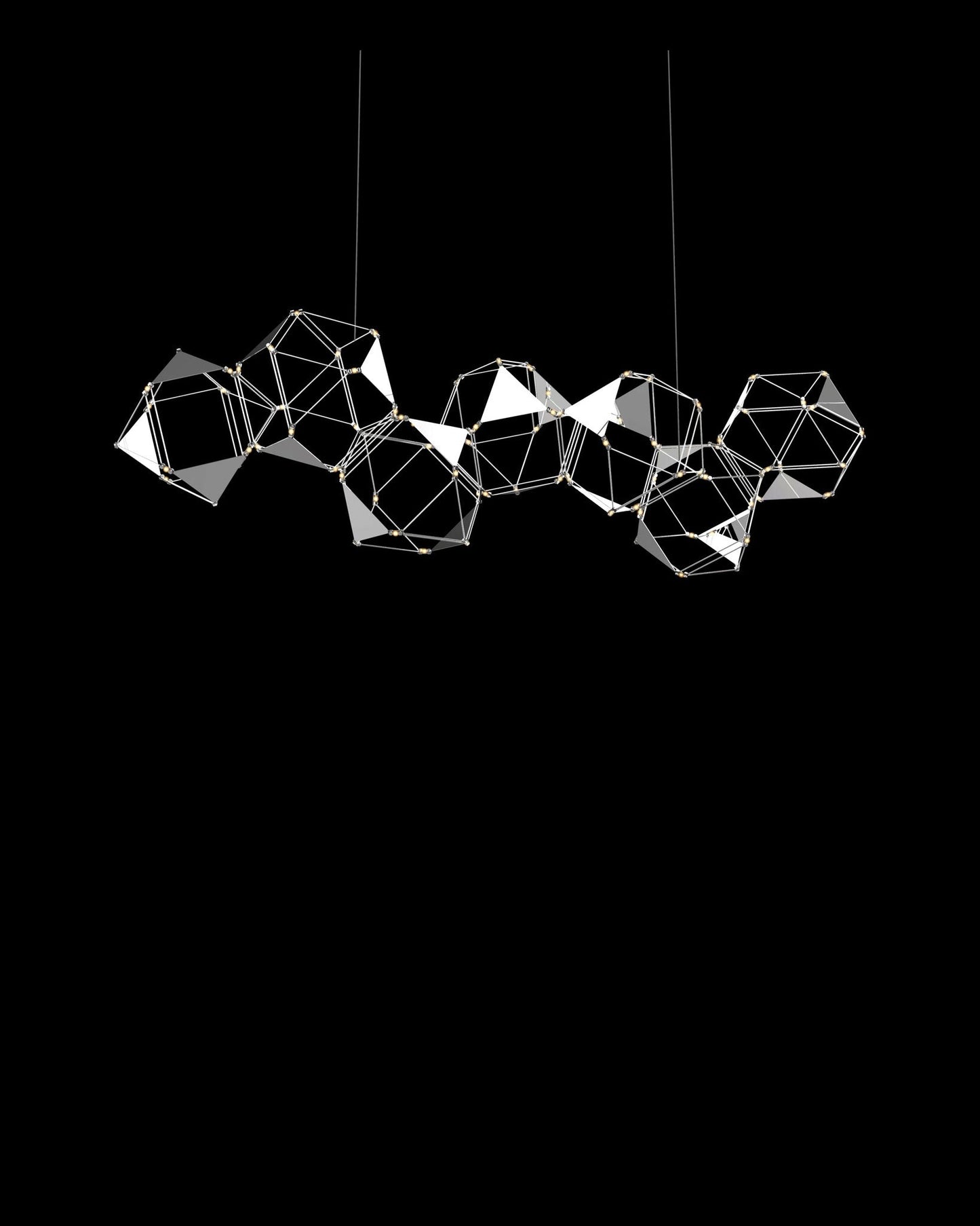 Lucciola Embellished 7 Prism Linear Pendant Stainless Steel Light