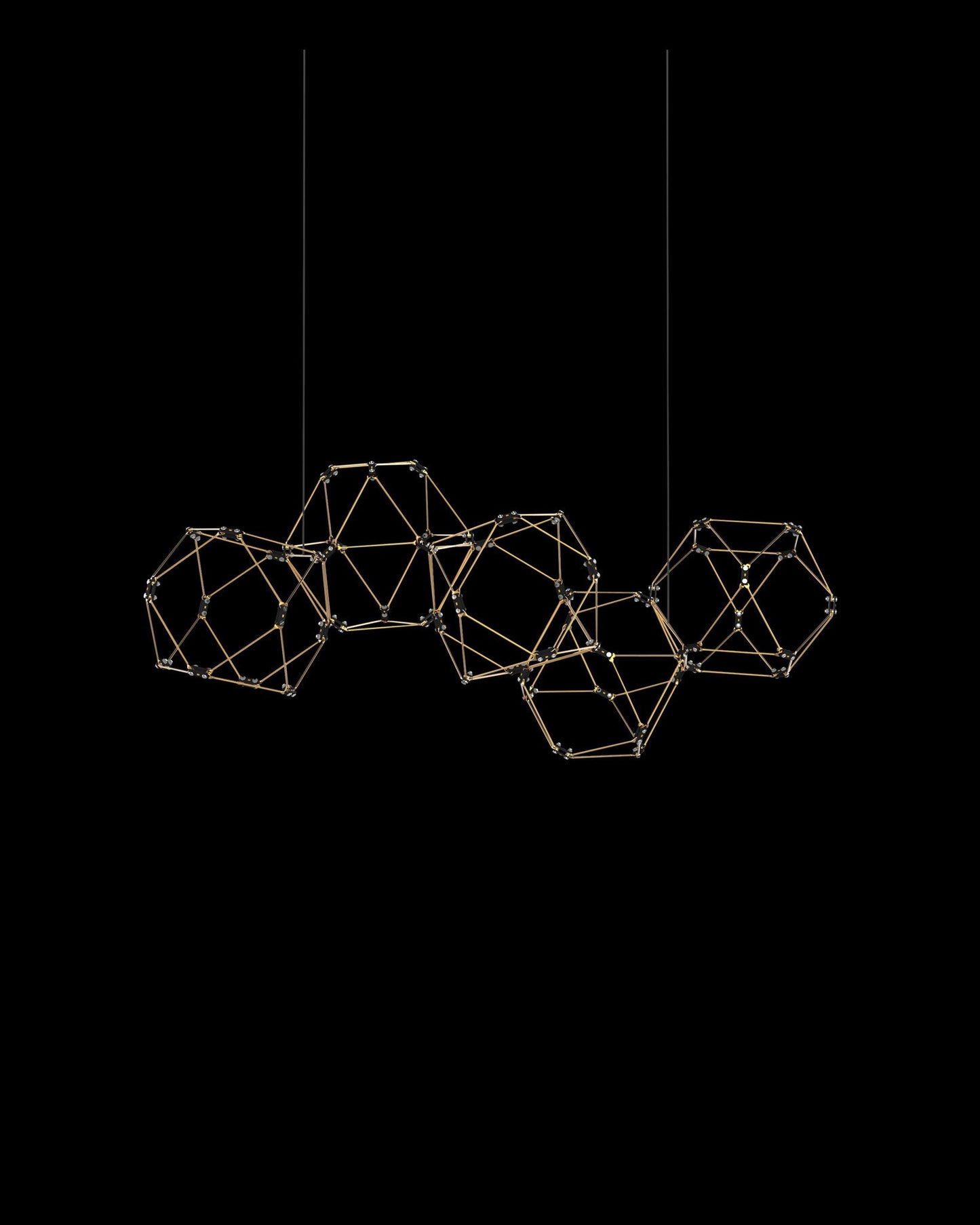 Lucciola 5 Prism Linear Pendant Brass Light