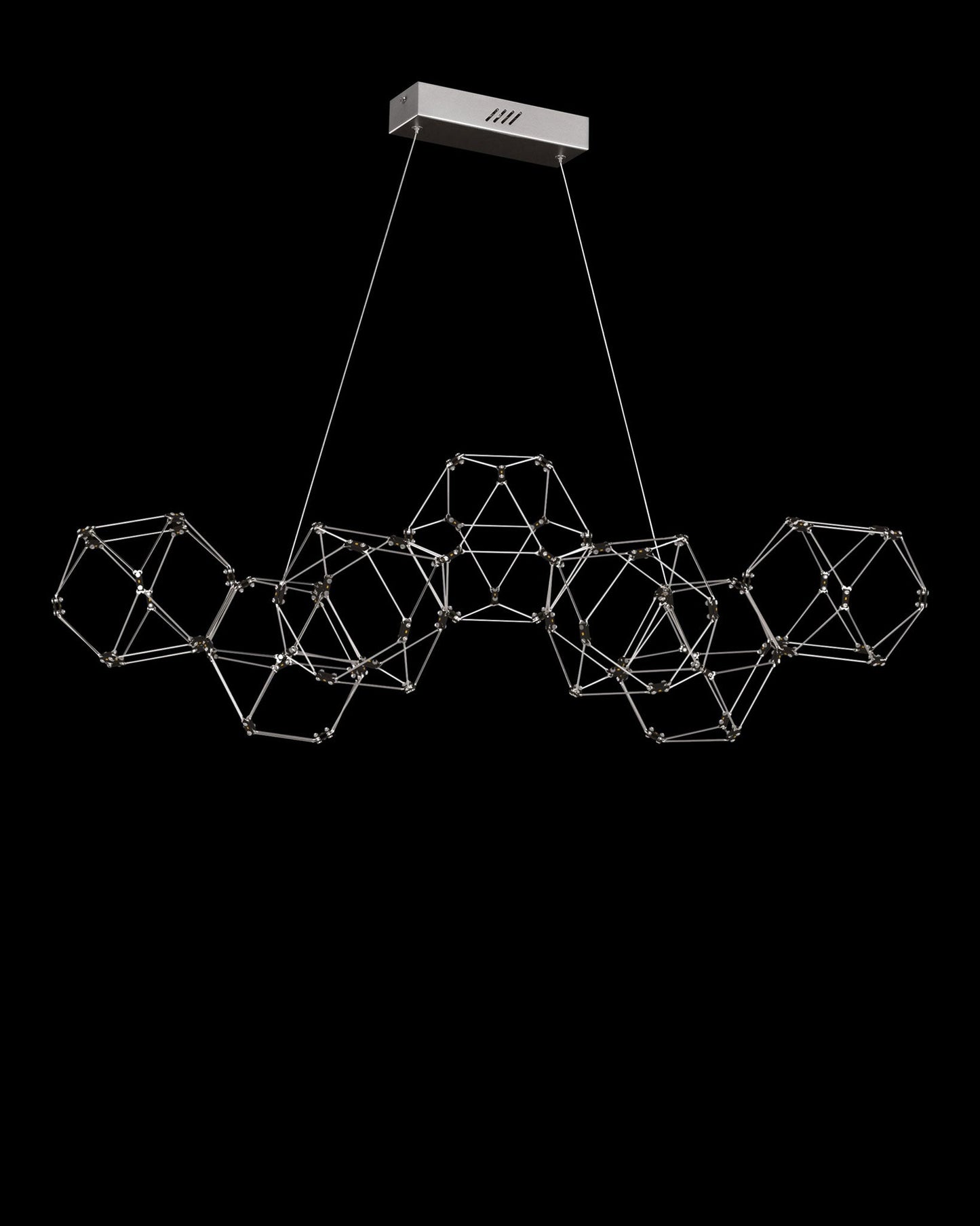 Lucciola 7 Prism Linear Pendant Brass Light
