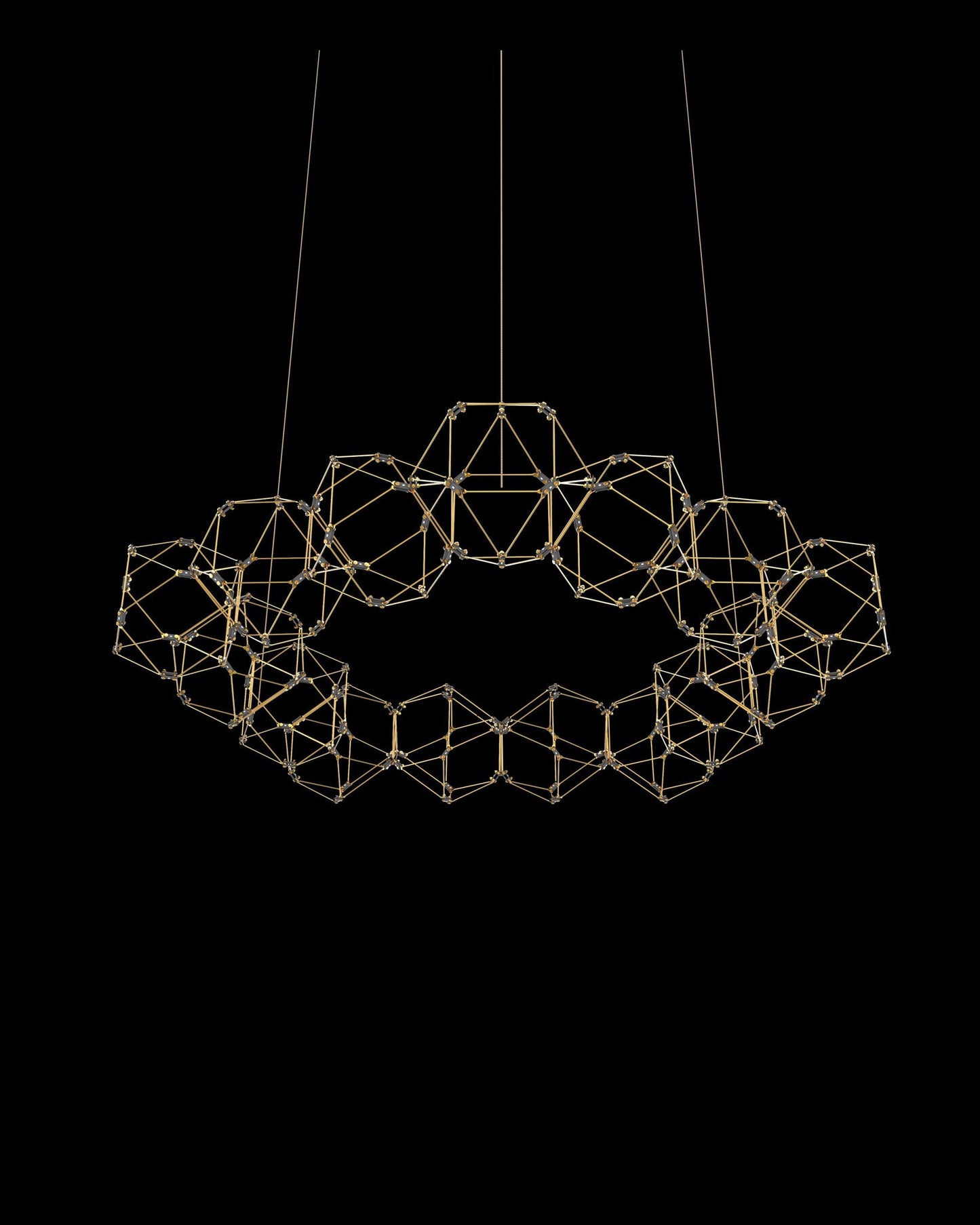 Lucciola 15 Prism Round Pendant Brass Light