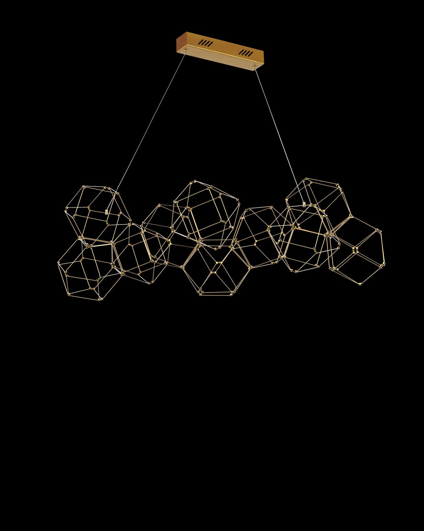 Lucciola 10 Prism Linear Pendant Brass Light