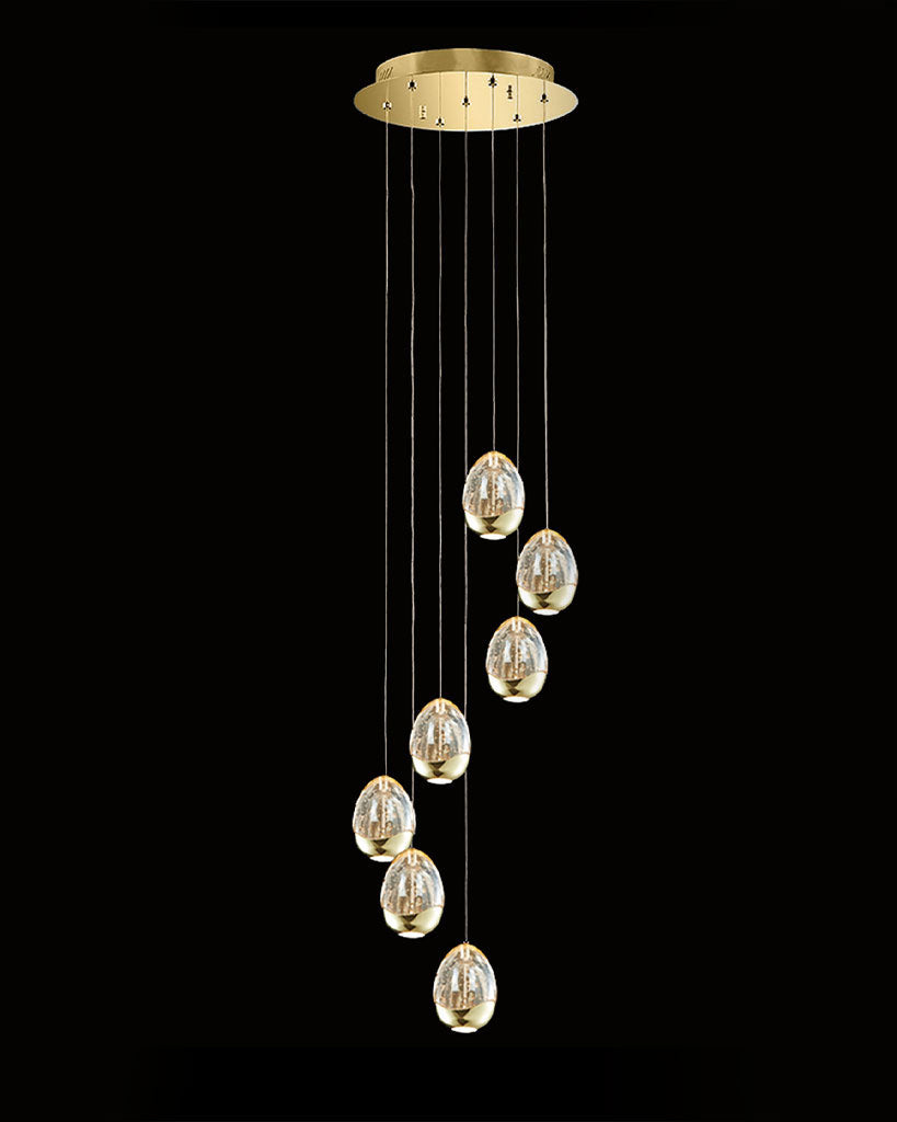 Terrene 7Lt Spiral Pendant Gold Dimmable Light