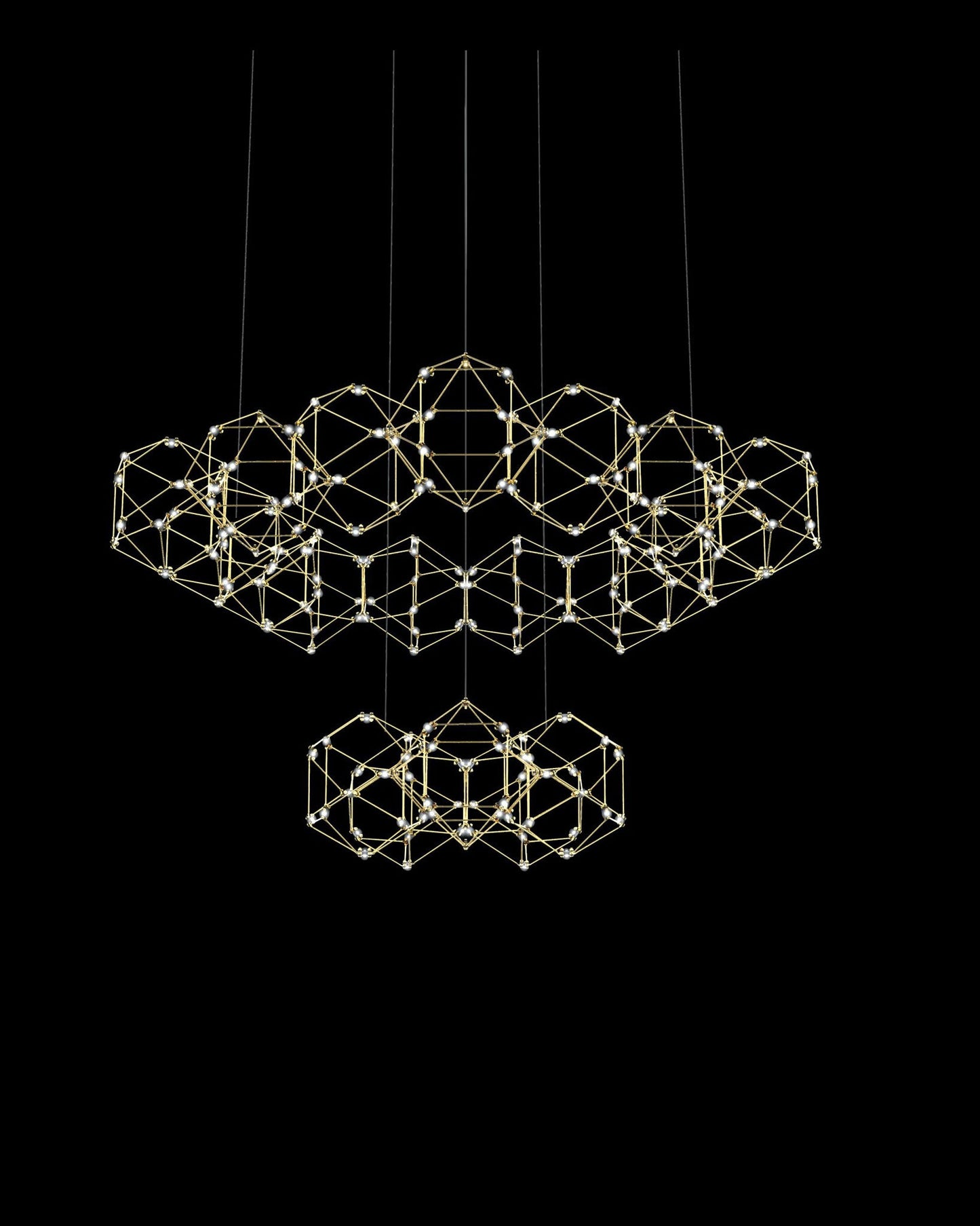 Lucciola 20 Prism 2 Tier Pendant Brass Light