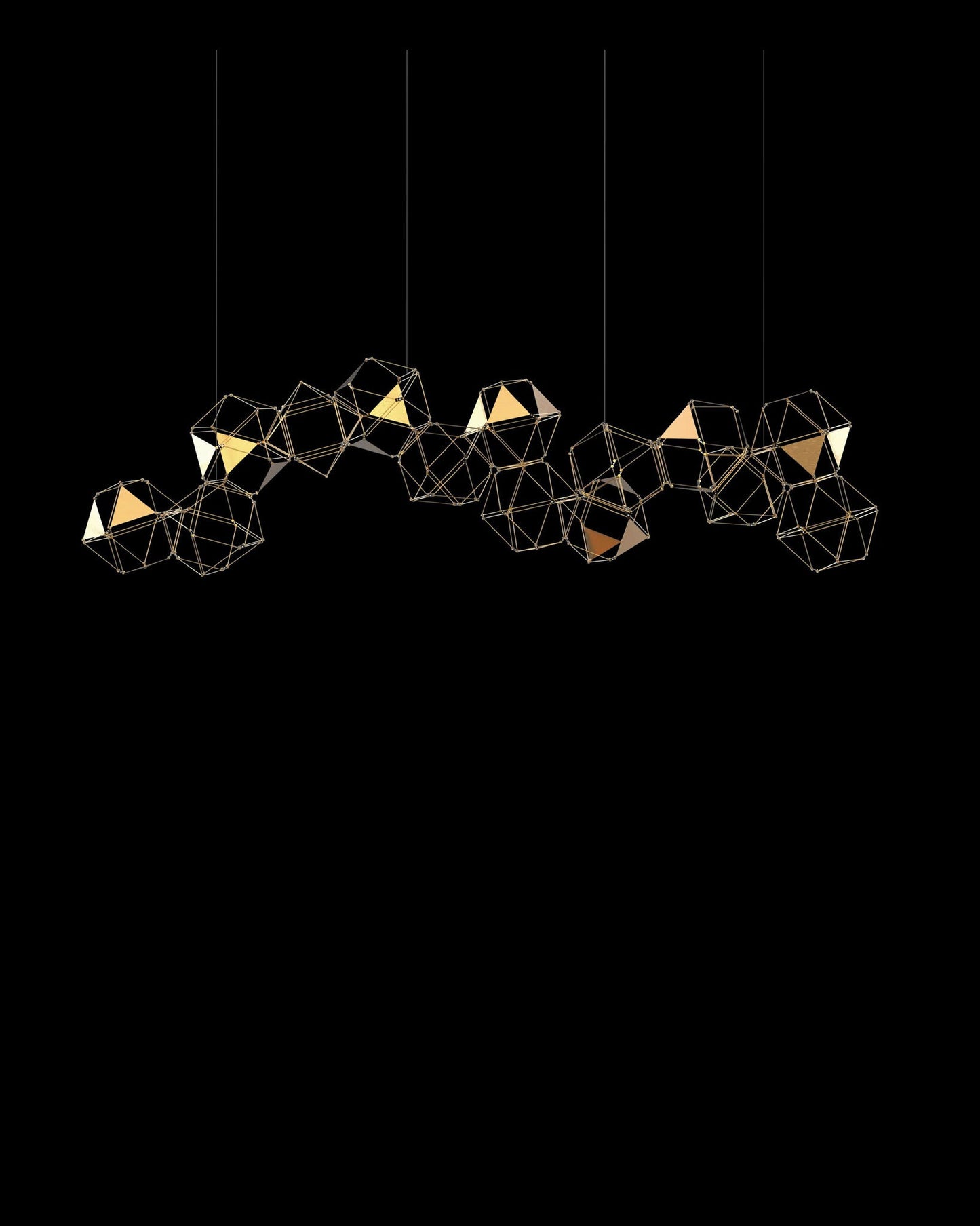 Lucciola Embellished 14 Prism Linear Pendant Brass Light