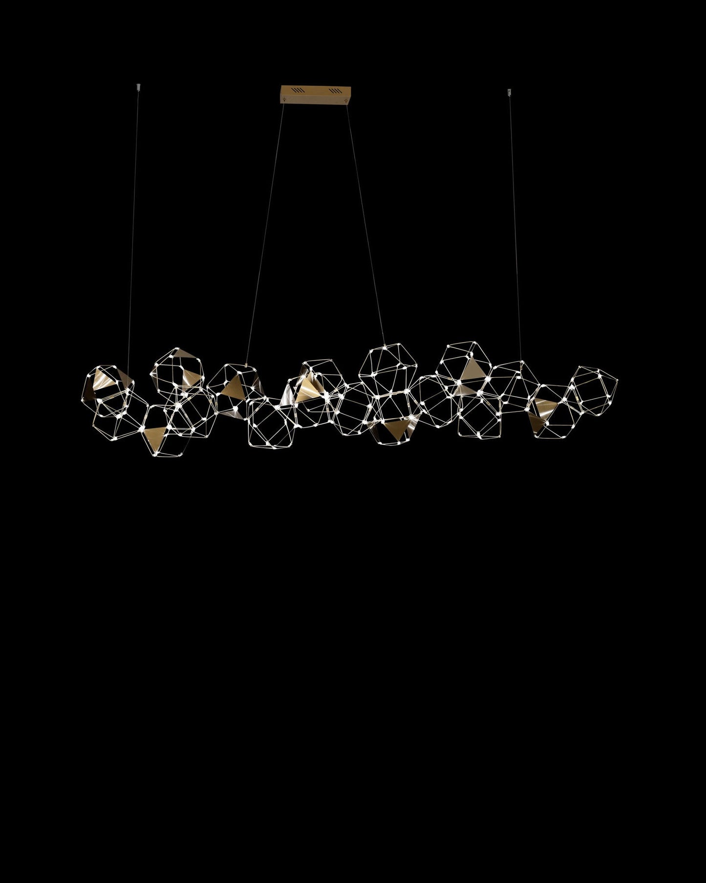 Lucciola Embellished 18 Prism Linear Pendant Brass Light
