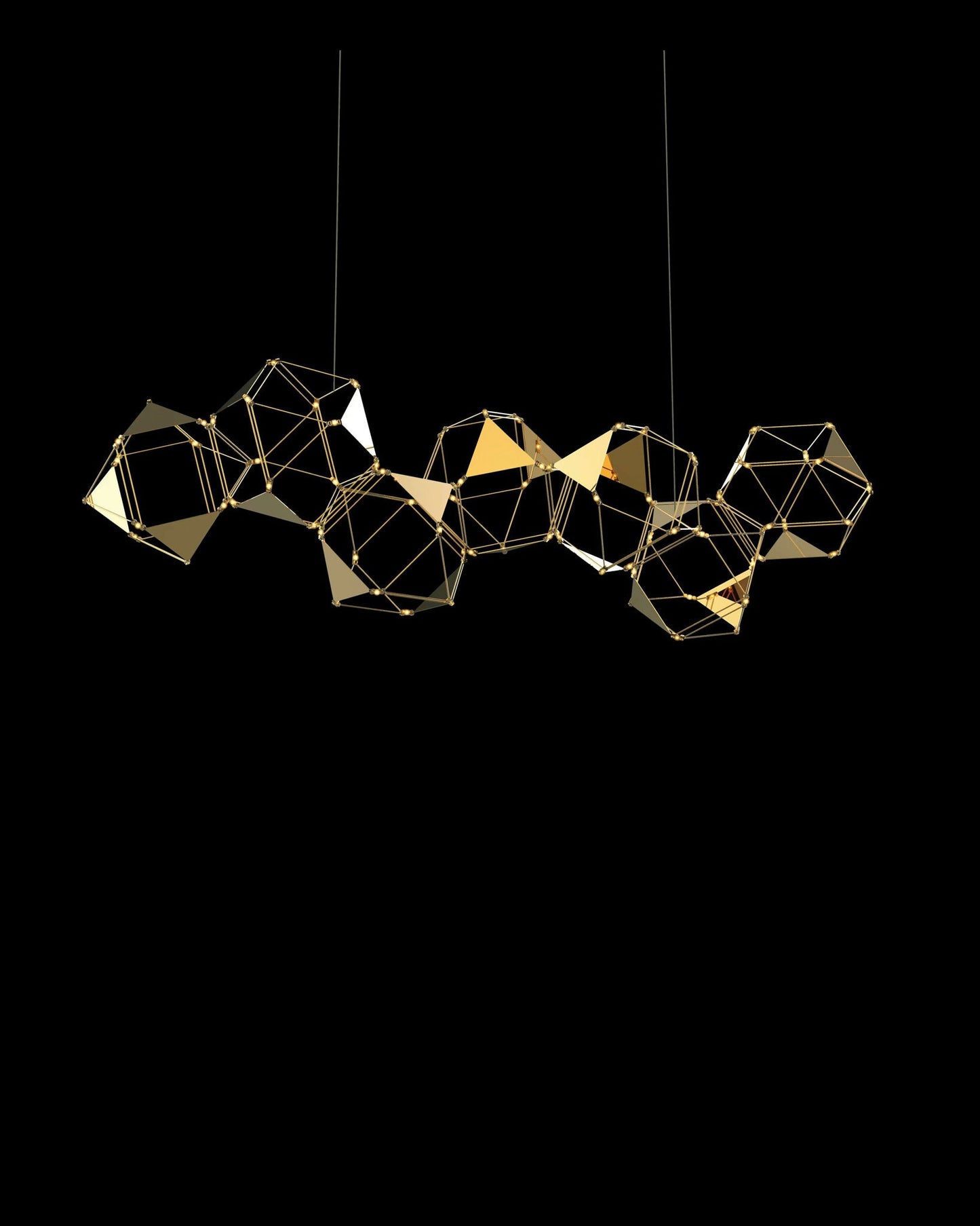 Lucciola Embellished 7 Prism Linear Pendant Brass Light
