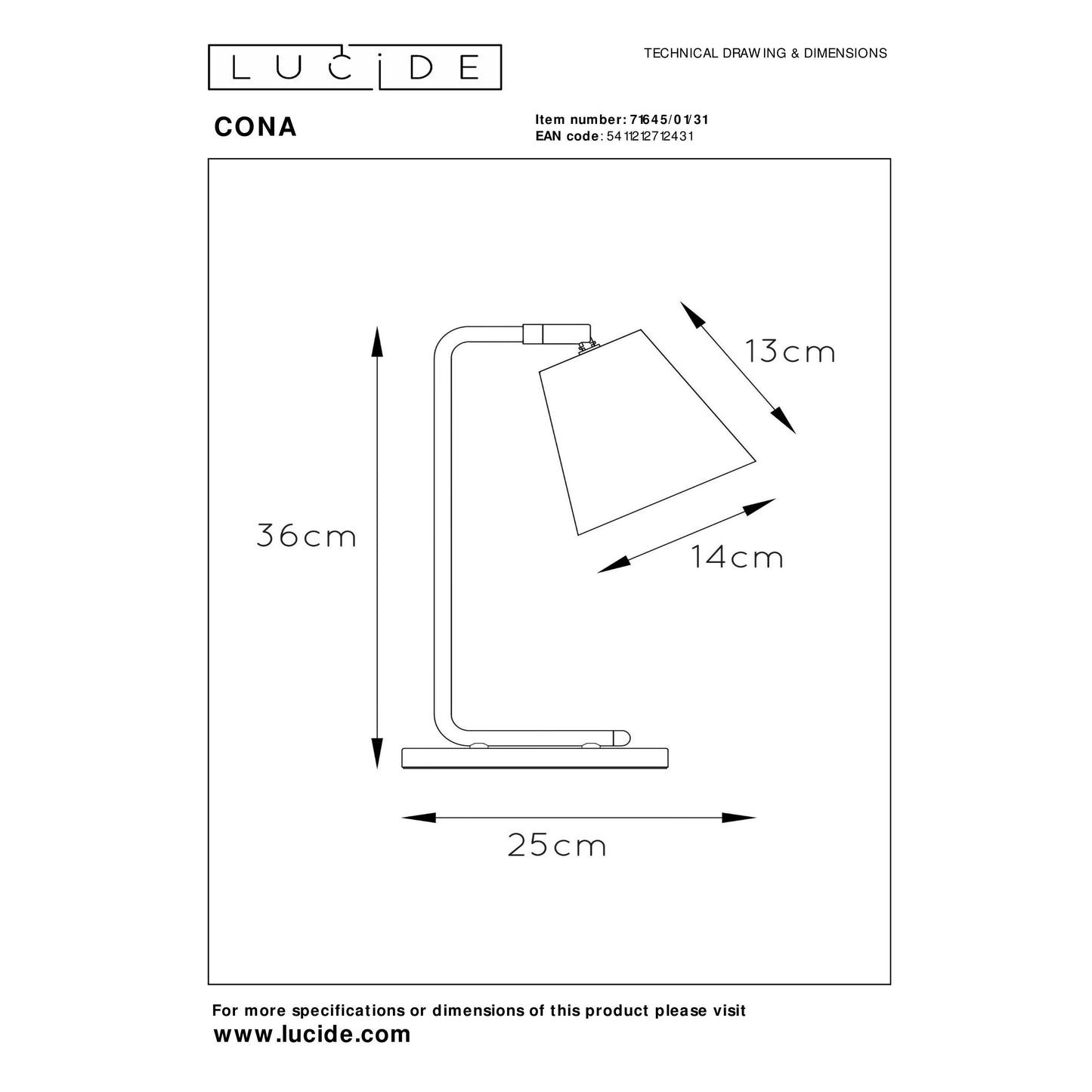 Lucide CONA - Table lamp - 1xE14 - White