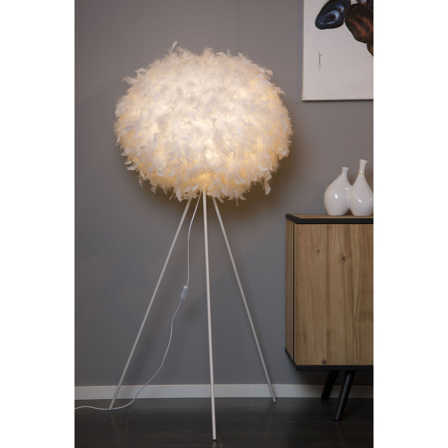 Lucide GOOSY SOFT - Floor lamp - Ø 50 cm - 1xE27 - White
