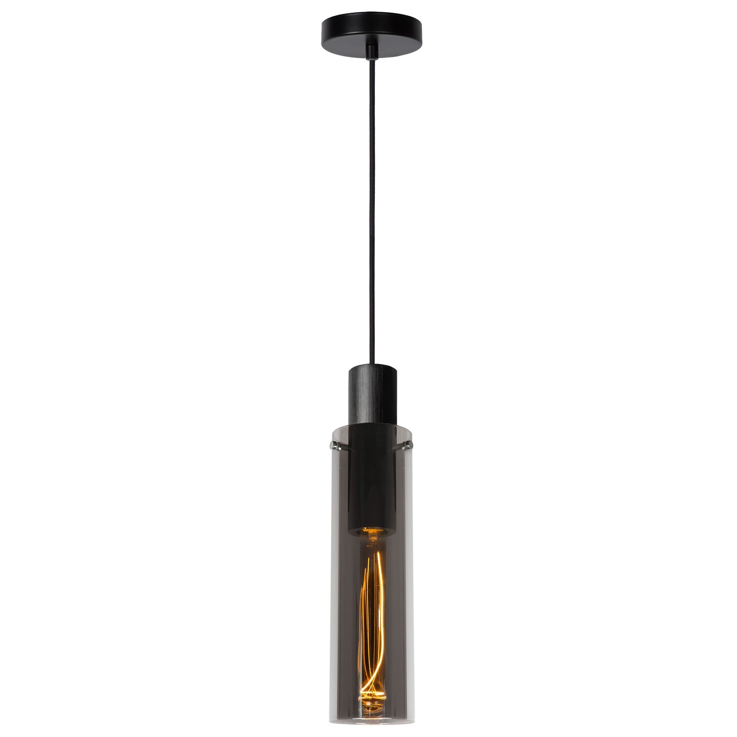 Lucide ORLANDO - Pendant light - Ø 10 cm - 1xE27 - Smoke Grey