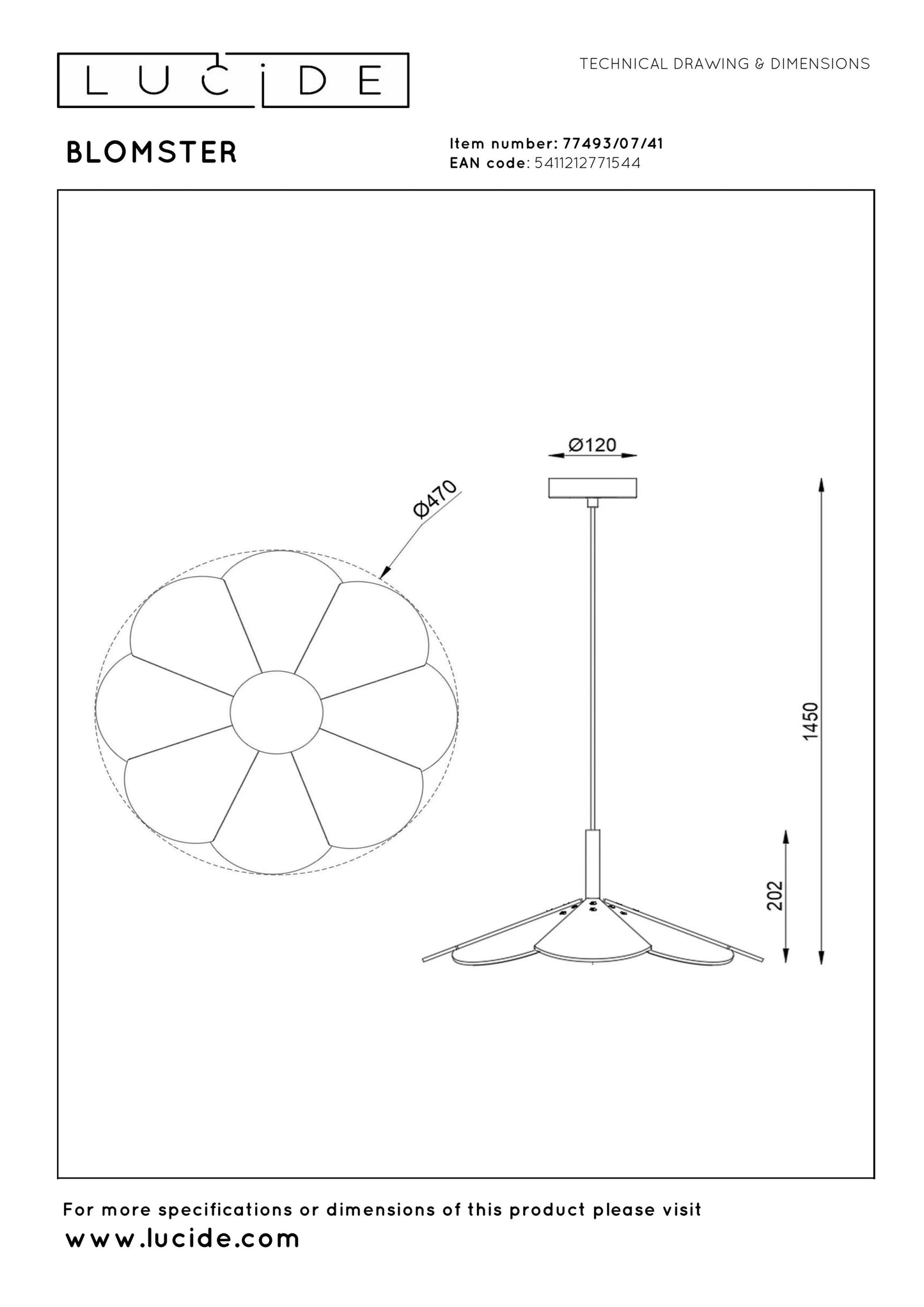 Lucide BLOMSTER - Pendant light - Ø 47 cm - LED Dim. - 1x9W 2700K - Taupe | Essential