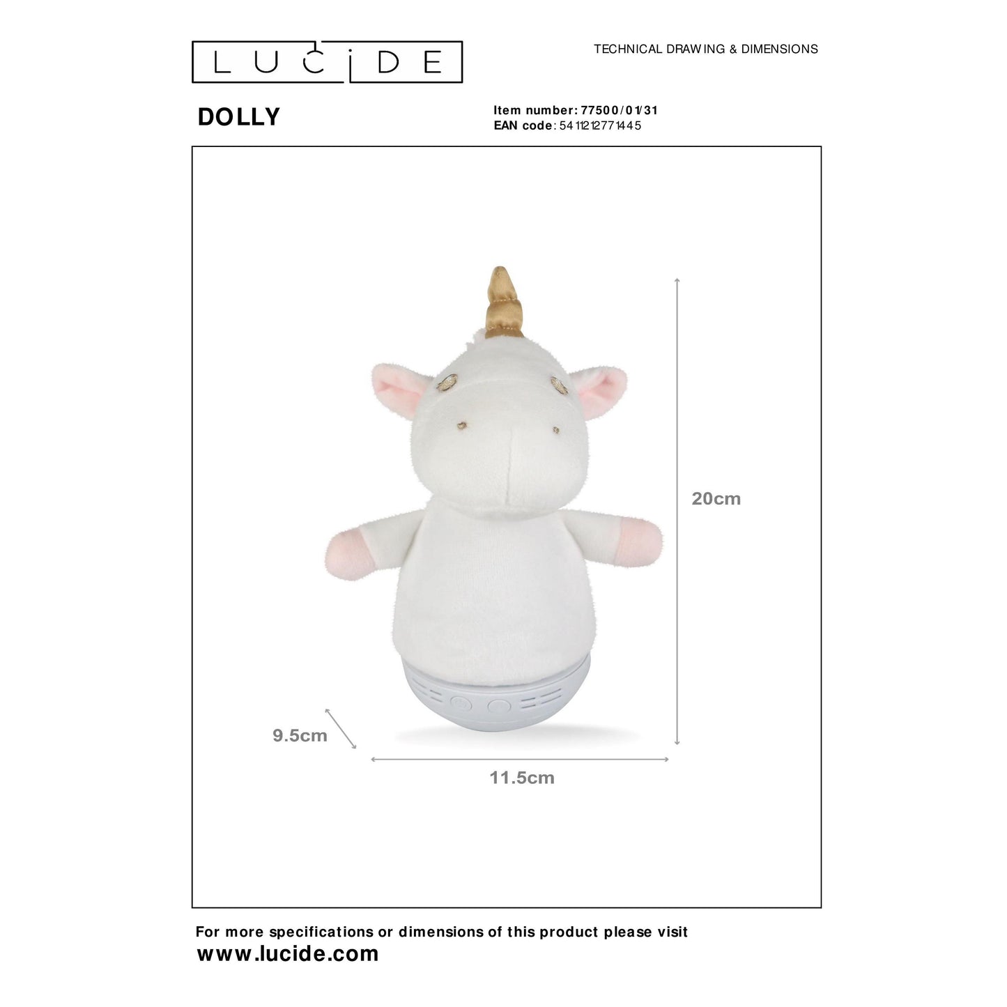 Lucide DOLLY - Table lamp Children - Batteries - With music feature - White