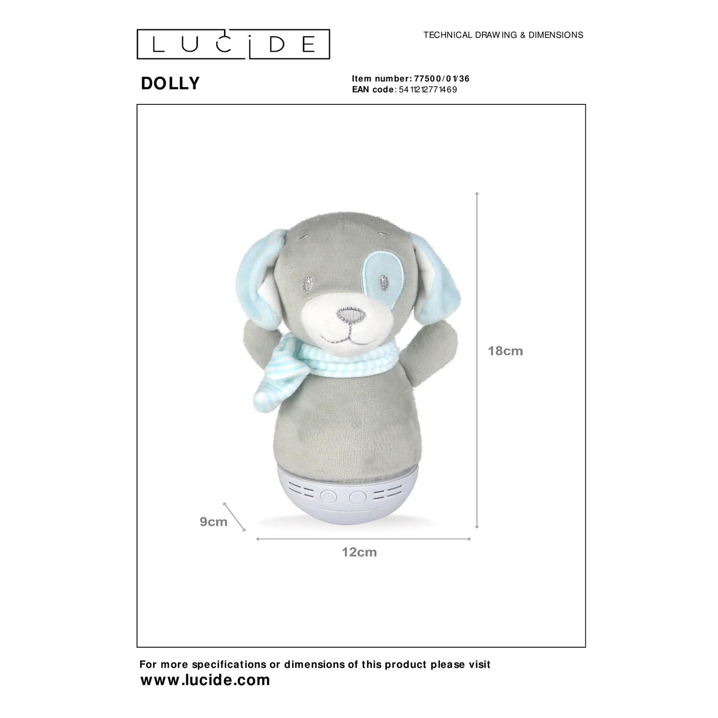 Lucide DOLLY - Table lamp Children - Batteries - With music feature - Grey