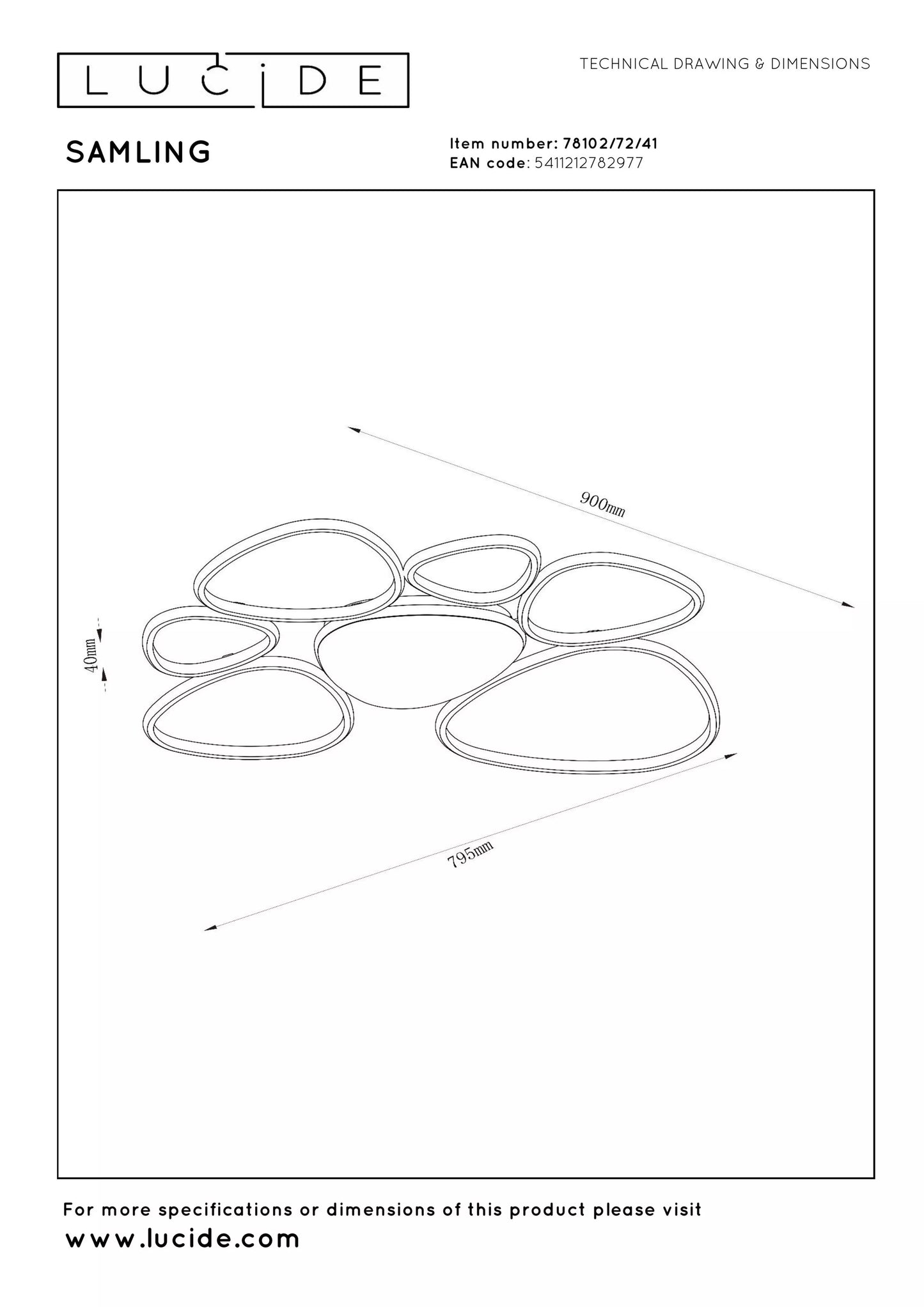 Lucide SAMLING - Flush ceiling light - LED Dim. - CCT - 1x72W 2700K/4000K - Taupe
