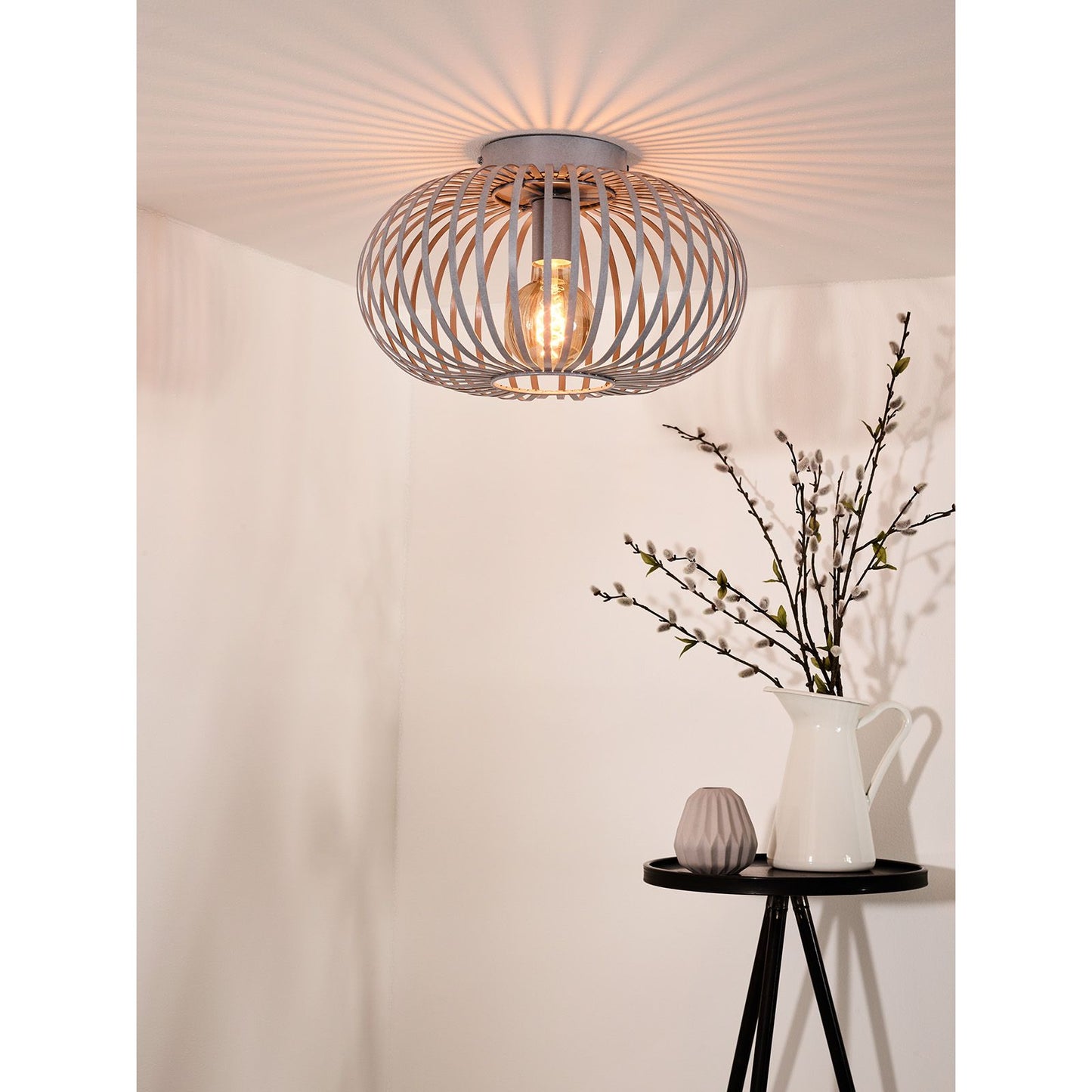 Lucide MANUELA - Flush ceiling light - Ø 39,5 cm - 1xE27 - Grey