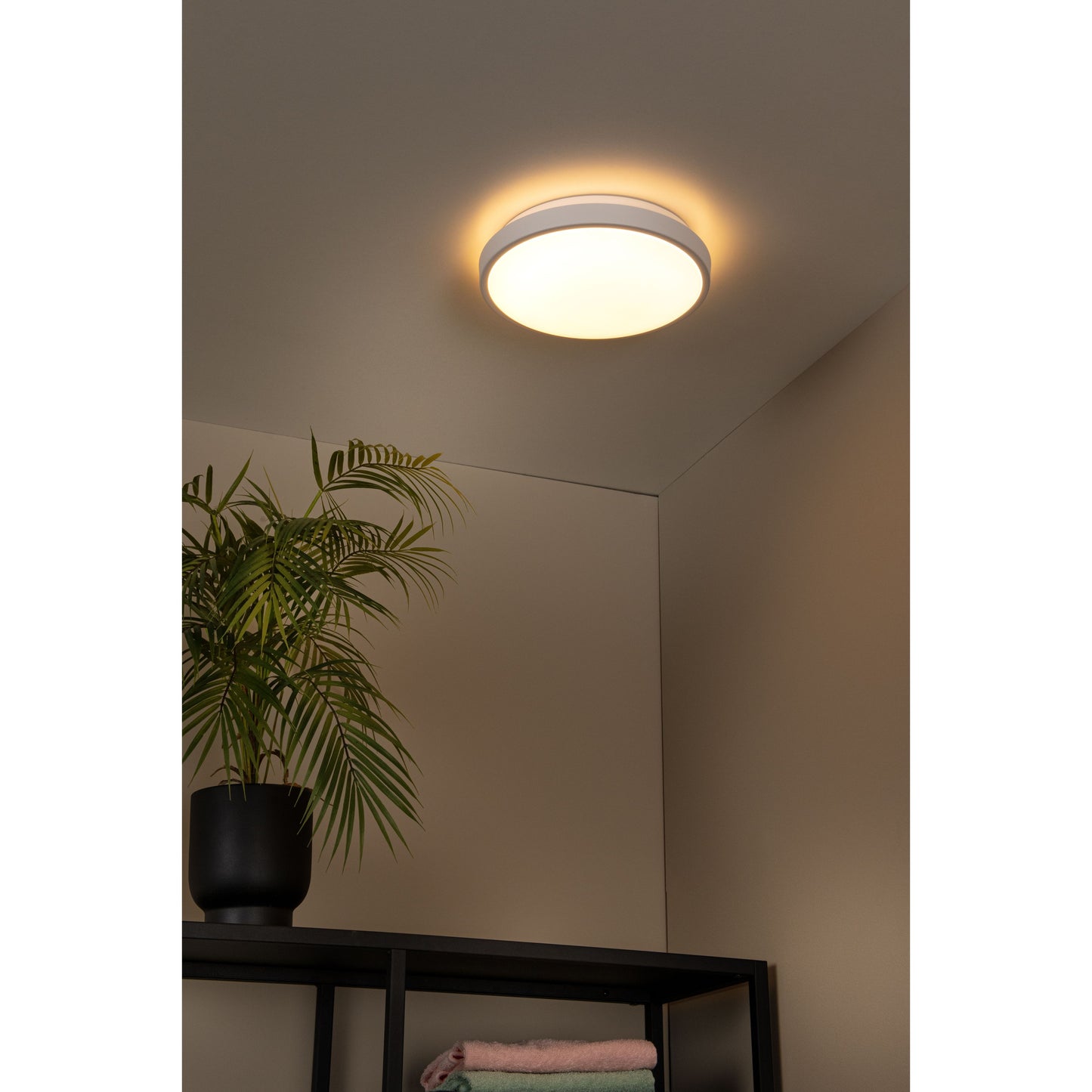 Lucide DASHER - Flush ceiling light Bathroom - Ø 29,3 cm - LED - 1x12W 2700K - IP44 - Motion & Day/Night Sensor - White