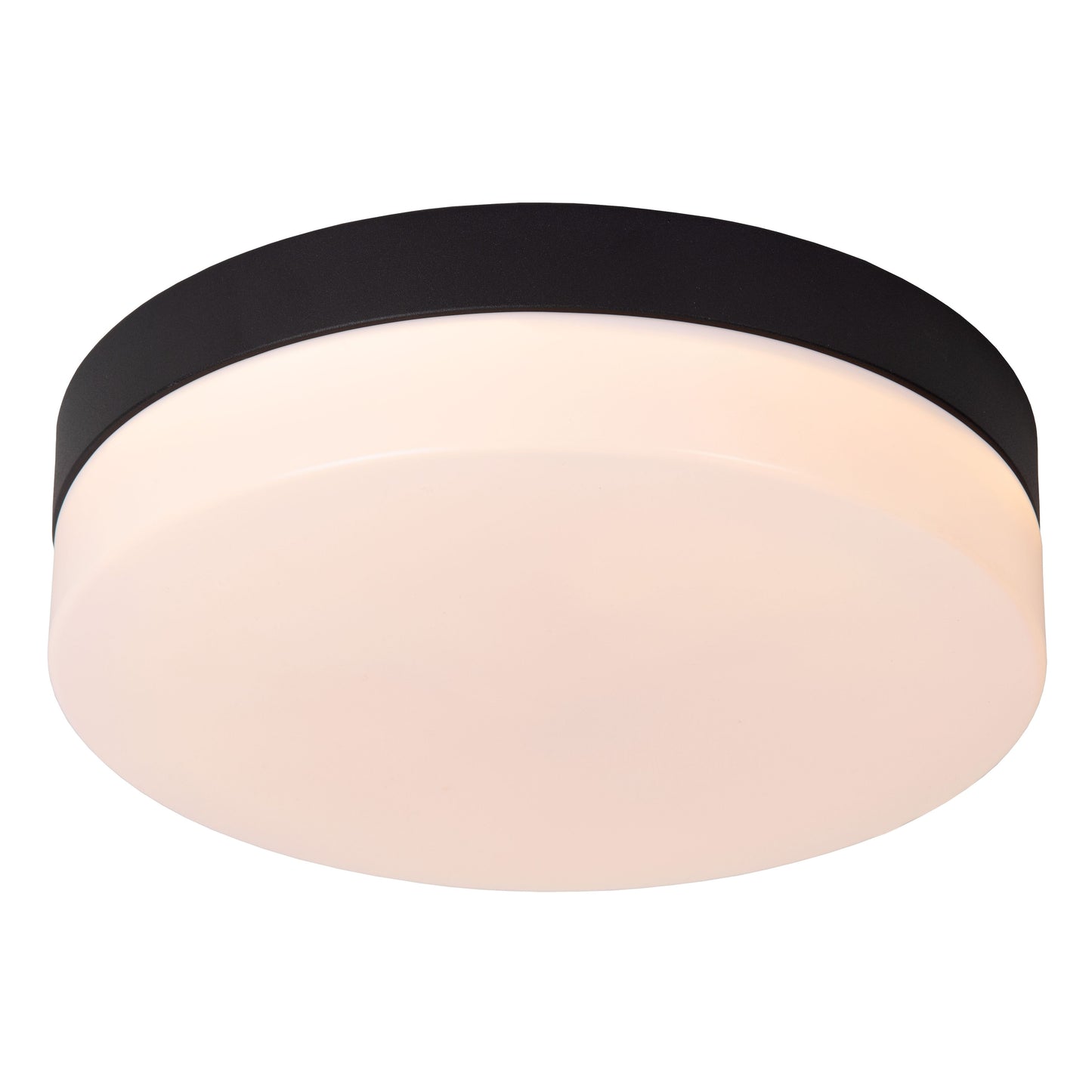 Lucide BISKIT - Flush ceiling light Bathroom - Ø 23 cm - LED - 1x12W 2700K - IP44 - Motion & Day/Night Sensor - Black