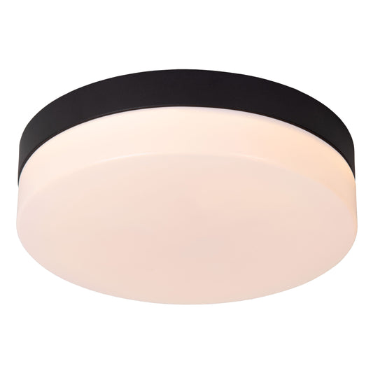 Lucide BISKIT - Flush ceiling light Bathroom - Ø 23 cm - LED - 1x12W 2700K - IP44 - Motion & Day/Night Sensor - Black