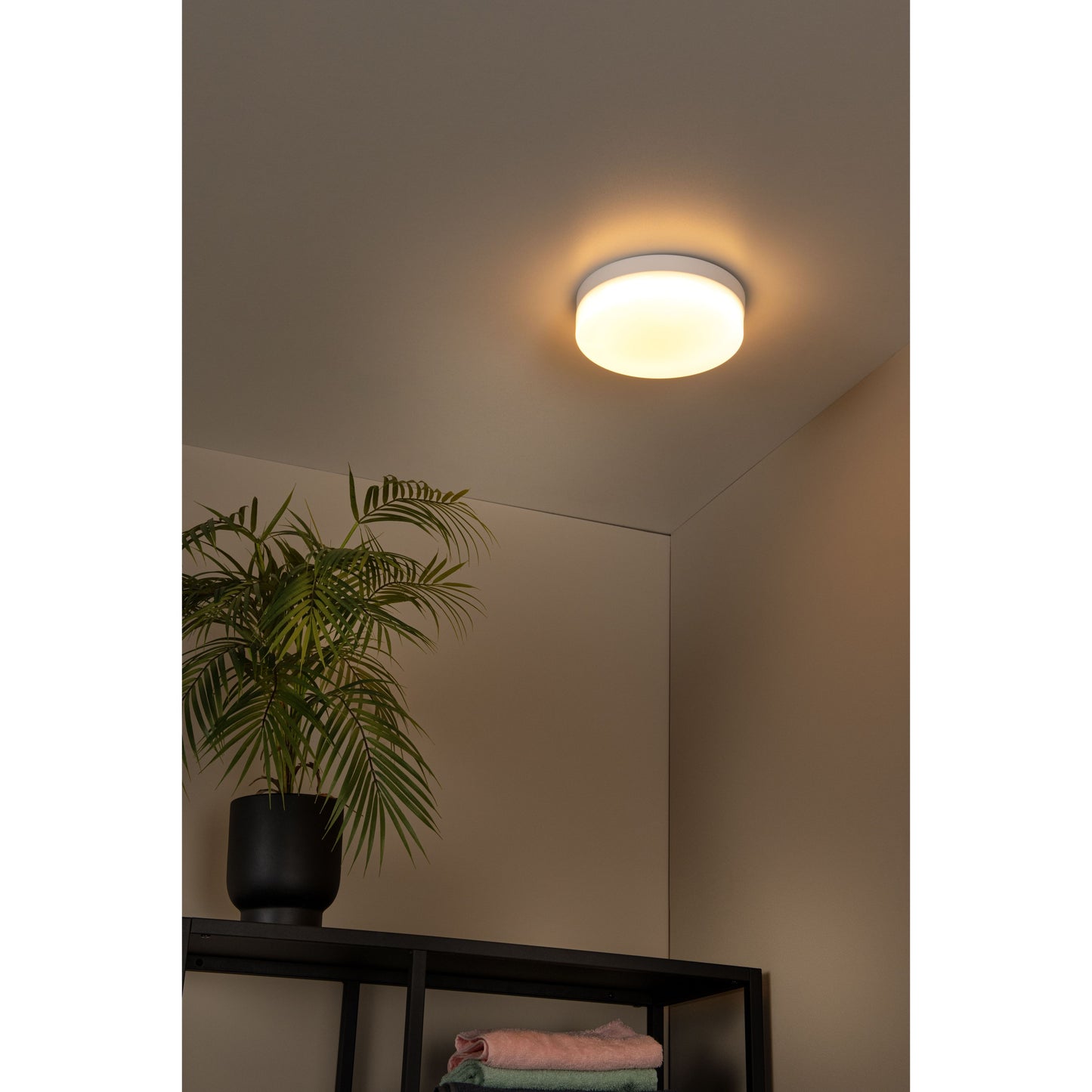 Lucide BISKIT - Flush ceiling light Bathroom - Ø 23 cm - LED - 1x12W 2700K - IP44 - Motion & Day/Night Sensor - White